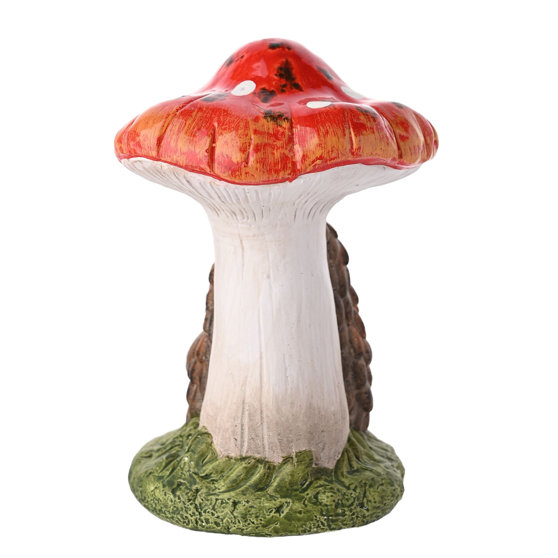 Country Living Hedgehog Holding A Pinecone On A Toadstool