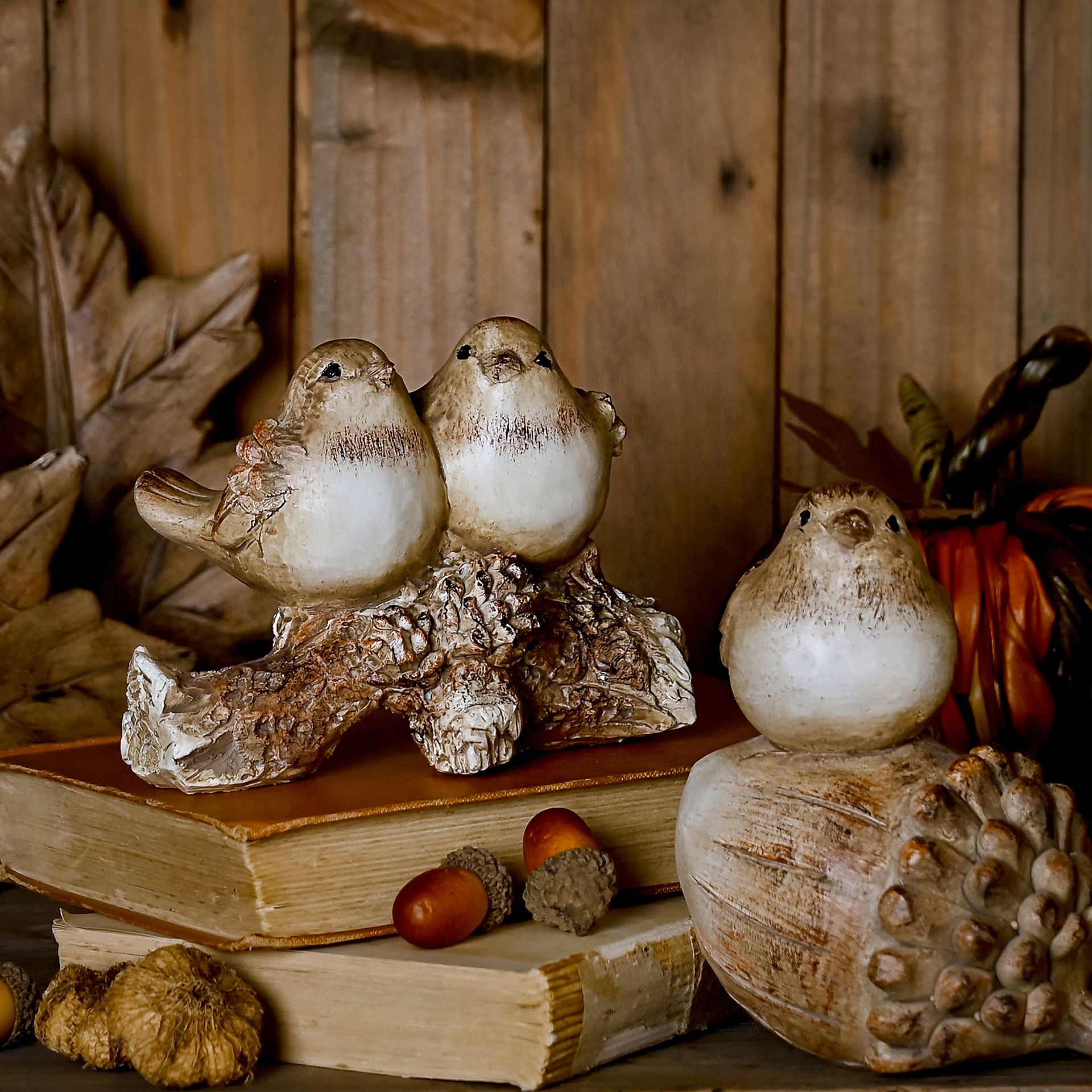 Country Living Wood Effect Resin Birds on a Branch