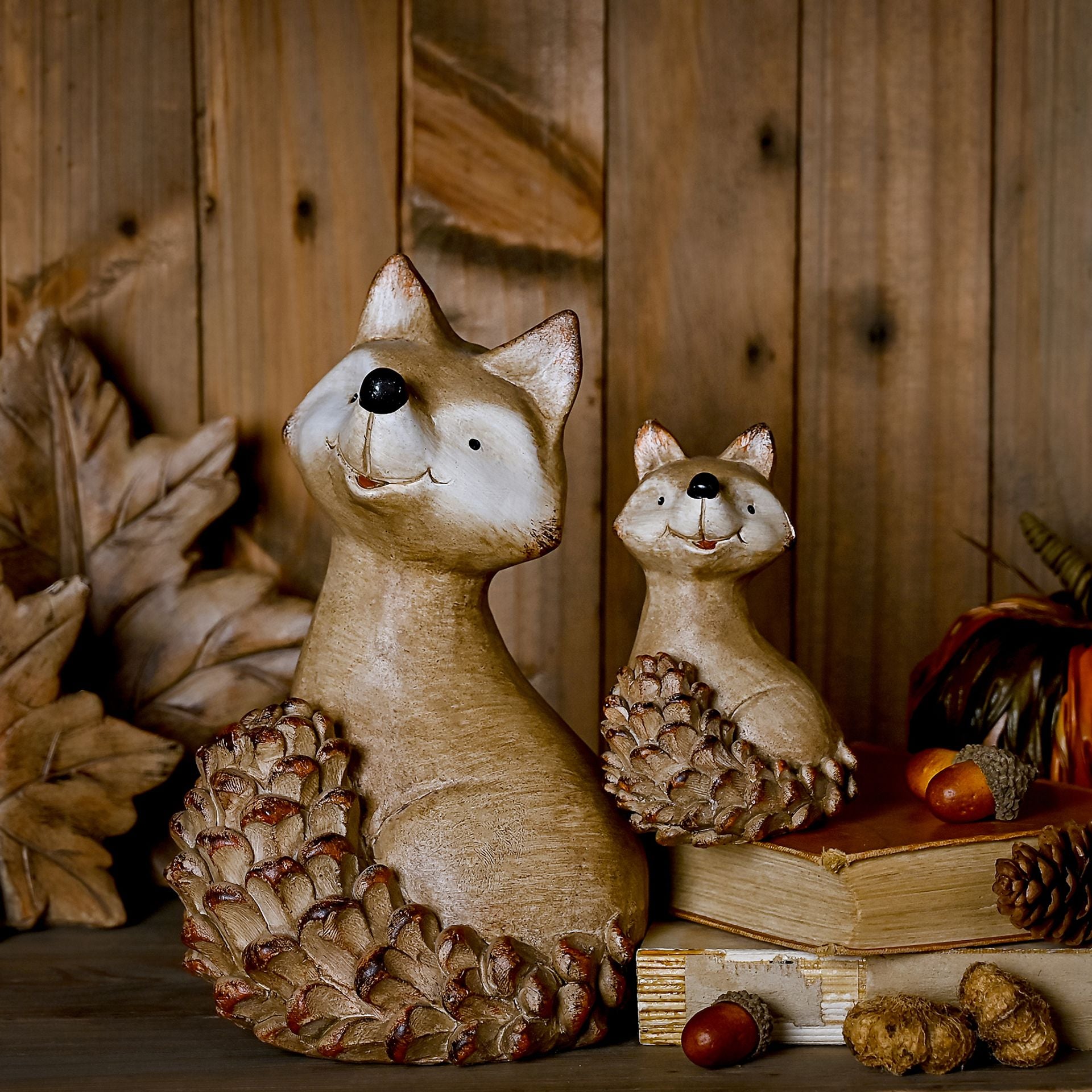 Country Living Wood Effect Resin Fox - Small