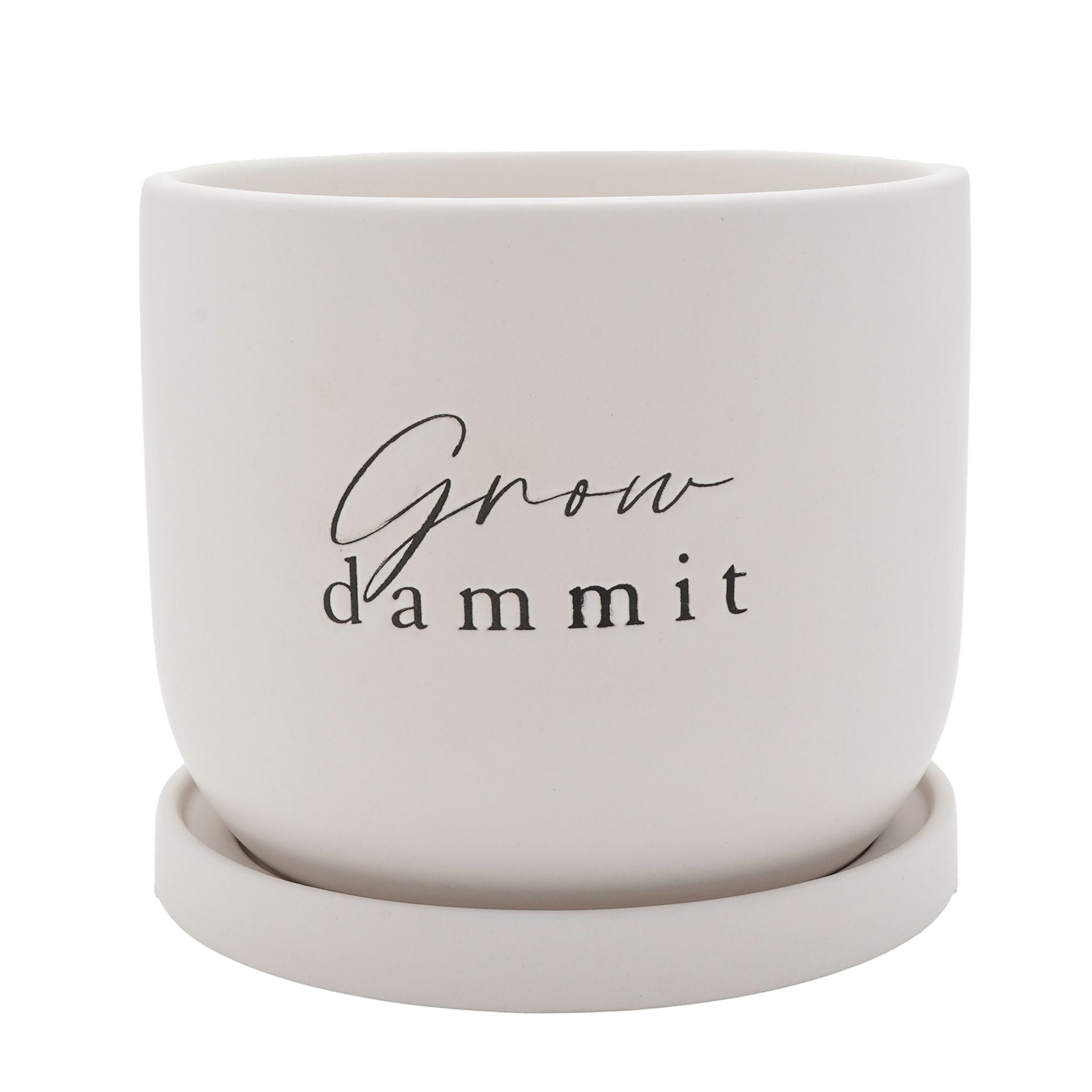 Country Living Ceramic Plant Pot - "Grow Damn It"