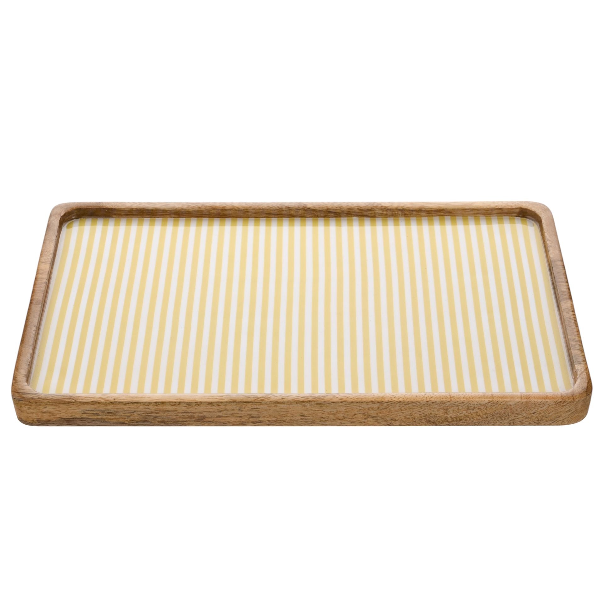 Country Living Mango Wood Serving Tray 35cms - Yellow Stripe