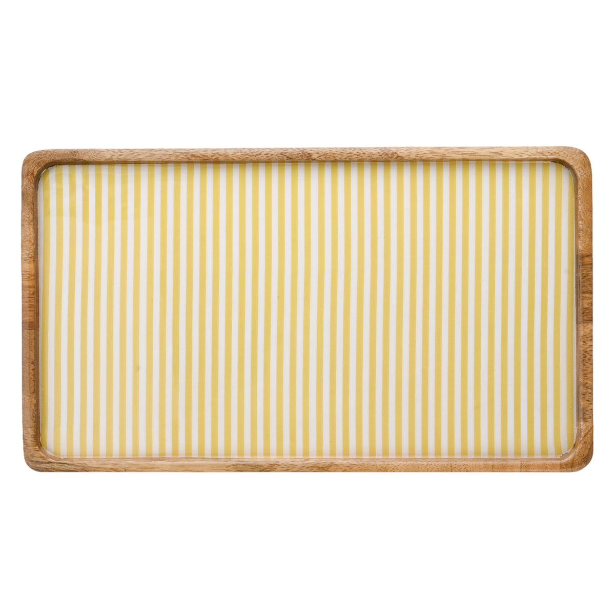 Country Living Mango Wood Serving Tray 35cms - Yellow Stripe