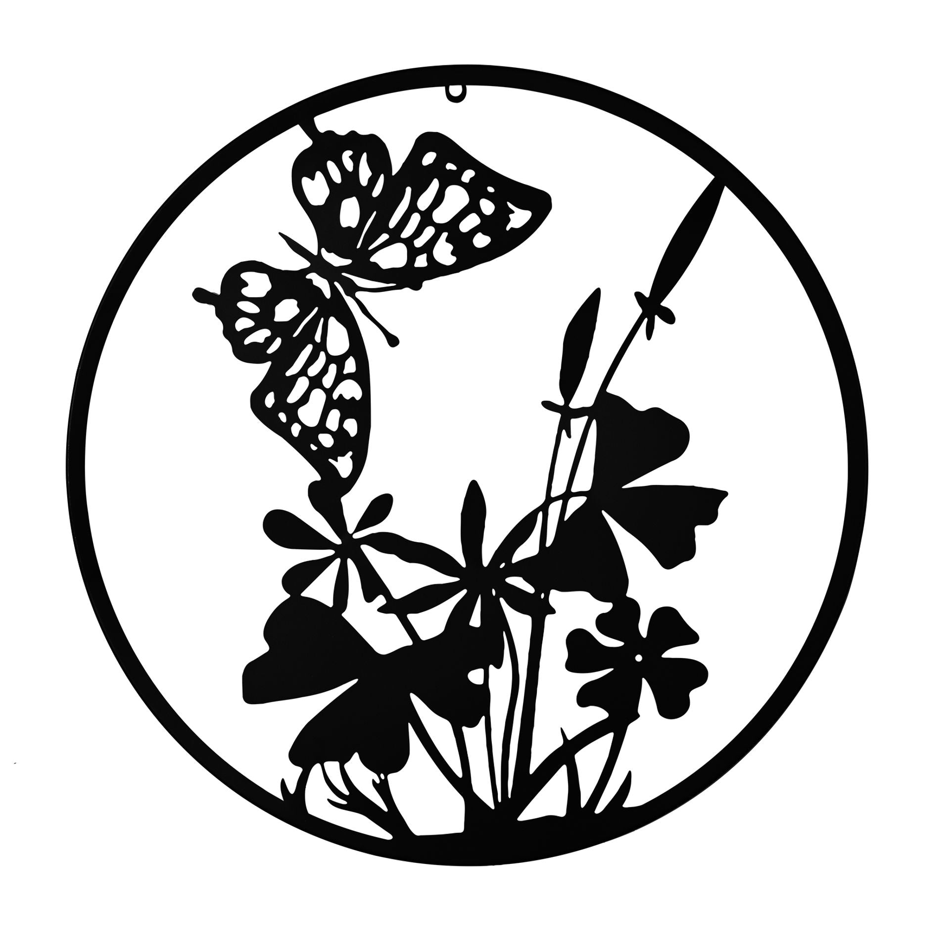 Country Living Metal Wall Art 60cm - Butterfly & Flowers