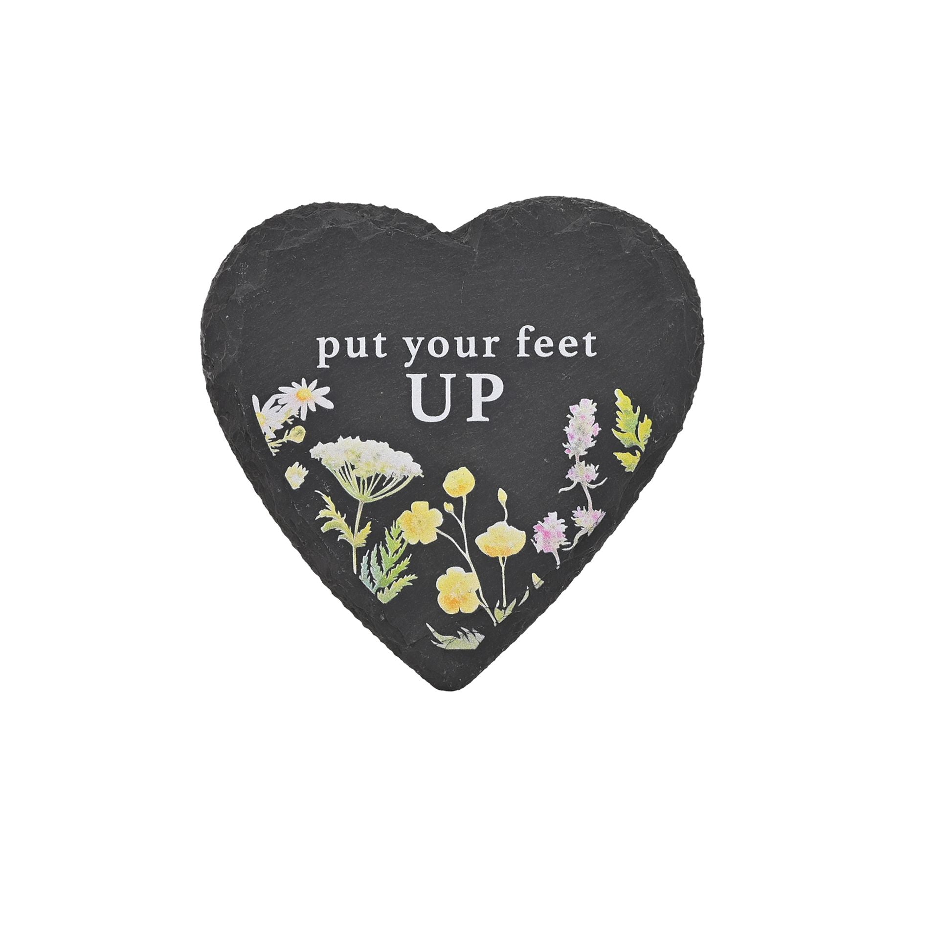 Country Living Set Of 4 Heart Slate Coasters - Flowers