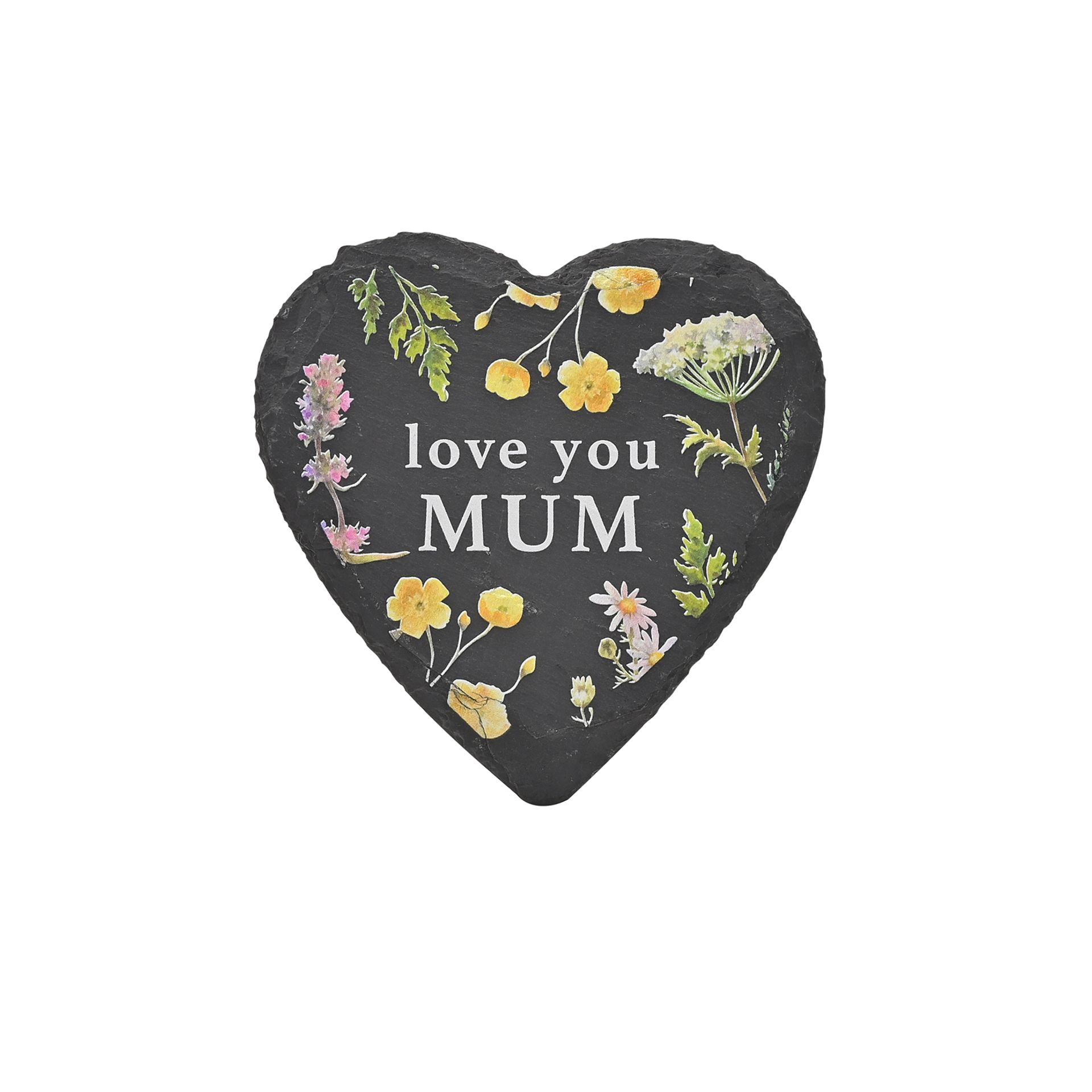 Country Living Set Of 4 Heart Slate Coasters - Flowers
