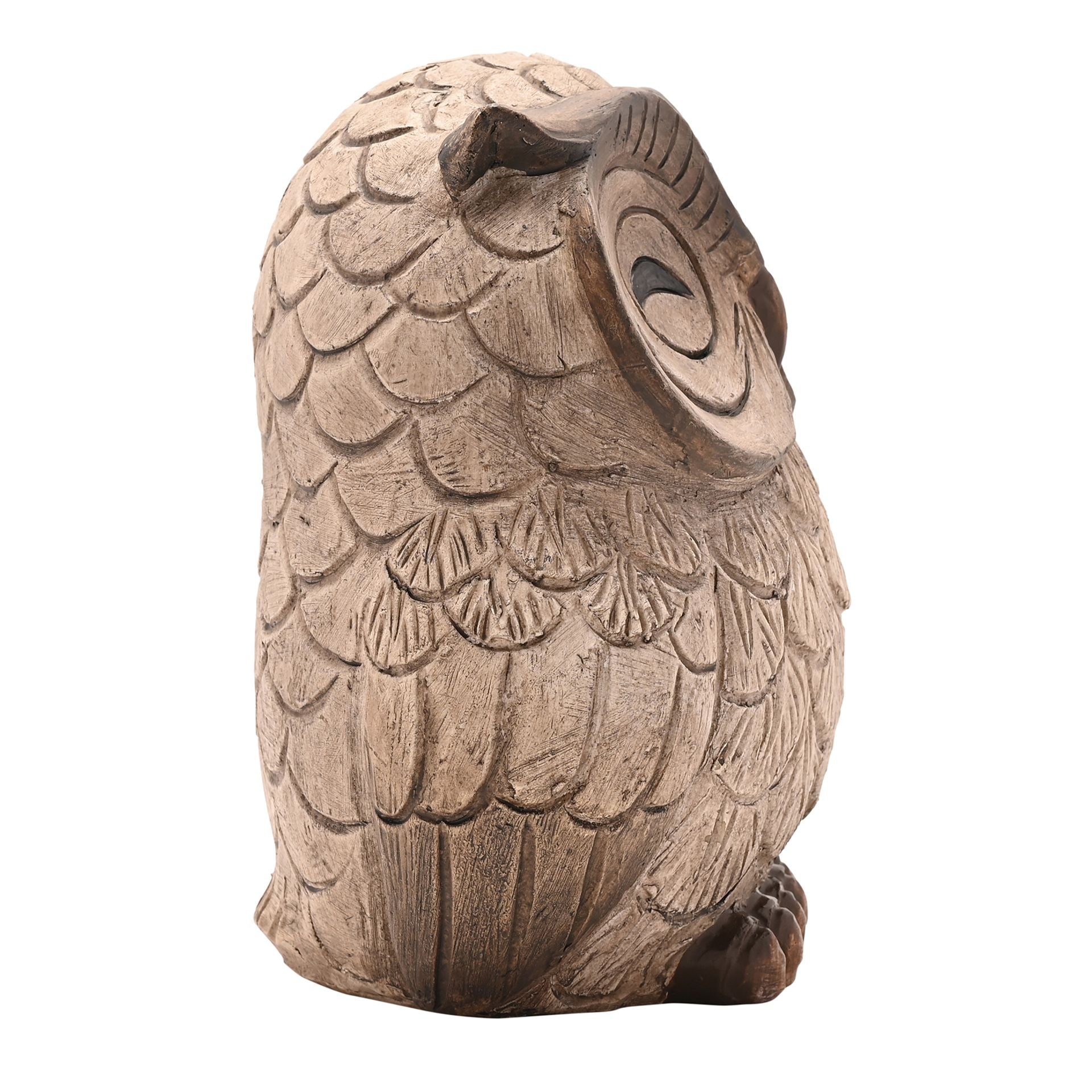 Country Living Wood Effect Resin Owl Sleeping