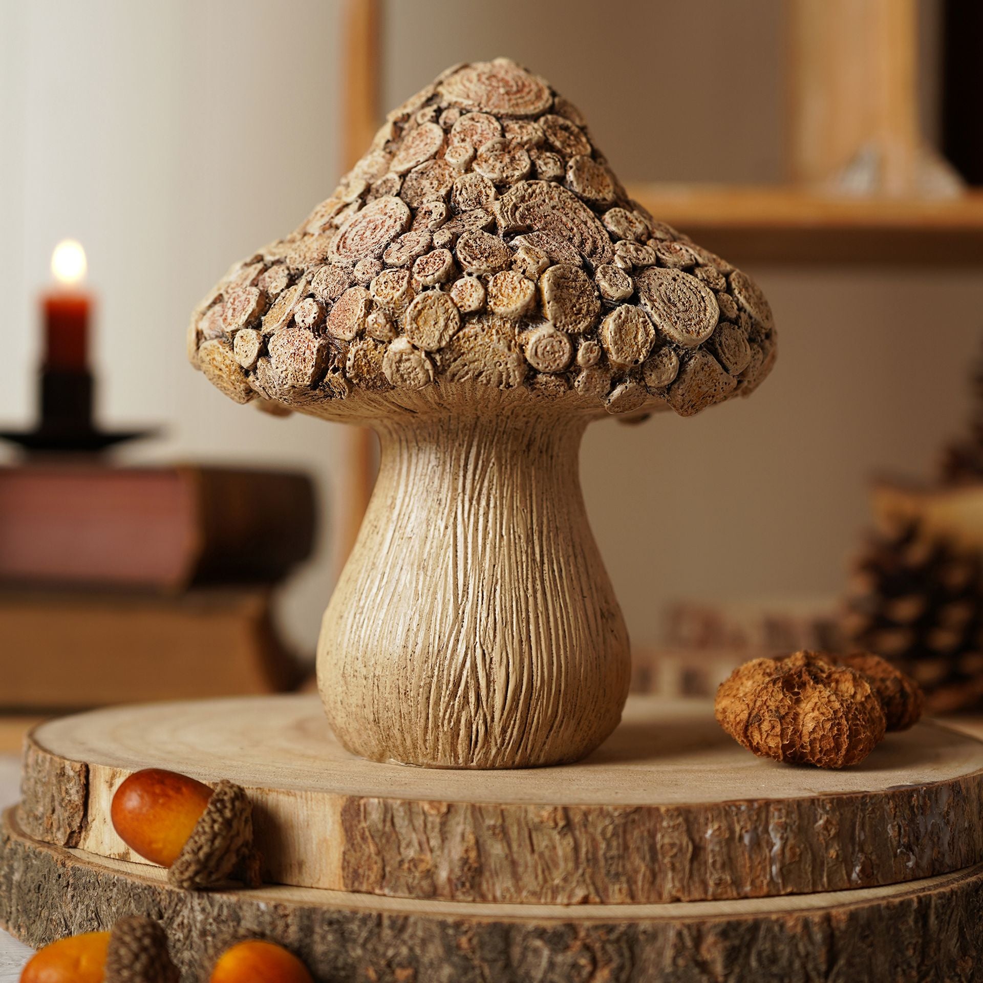 Country Living Wood Effect Mushroom - 16.5cm