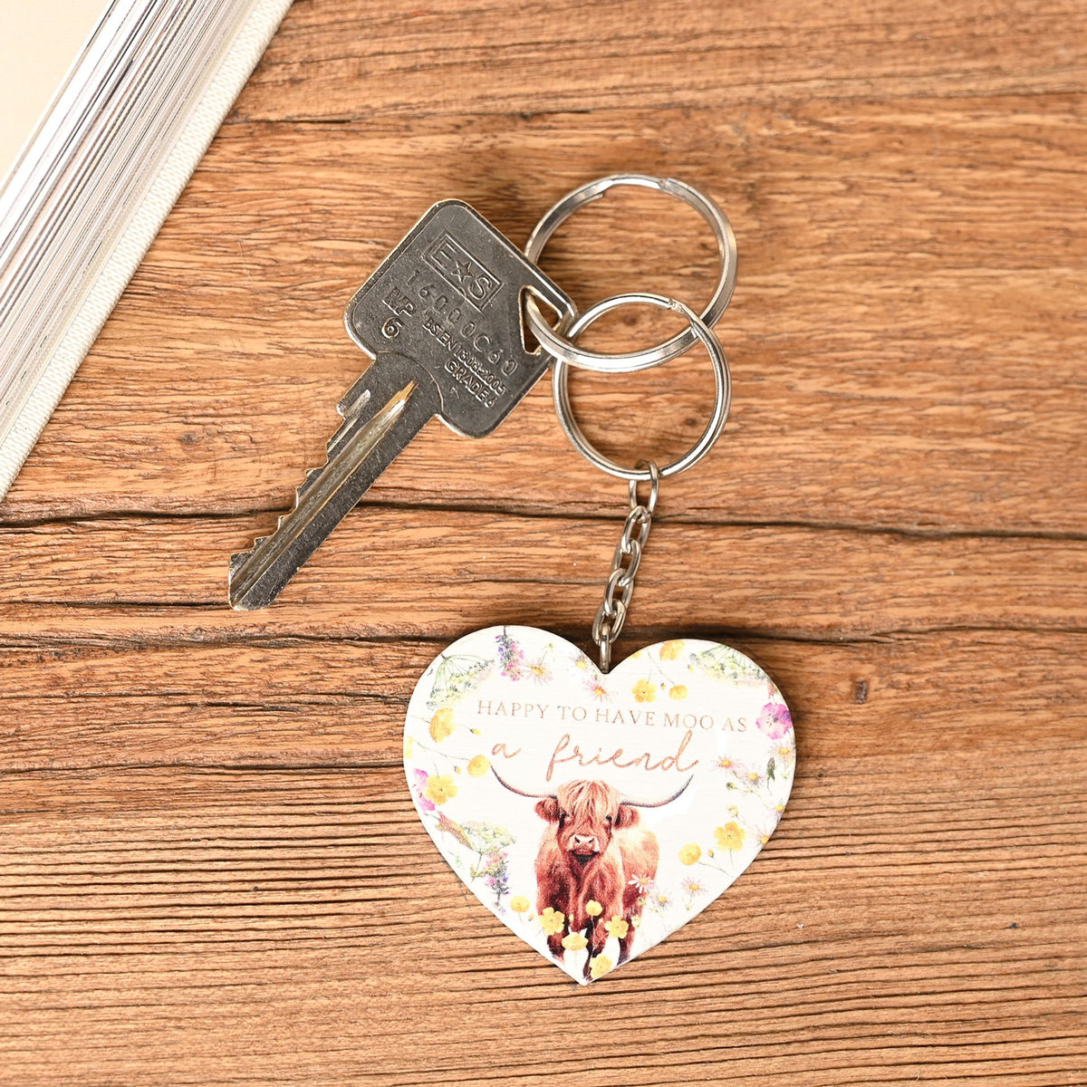 Country Living Highland Cow Set of 36 Keyrings with Display Stand - 6 Designs