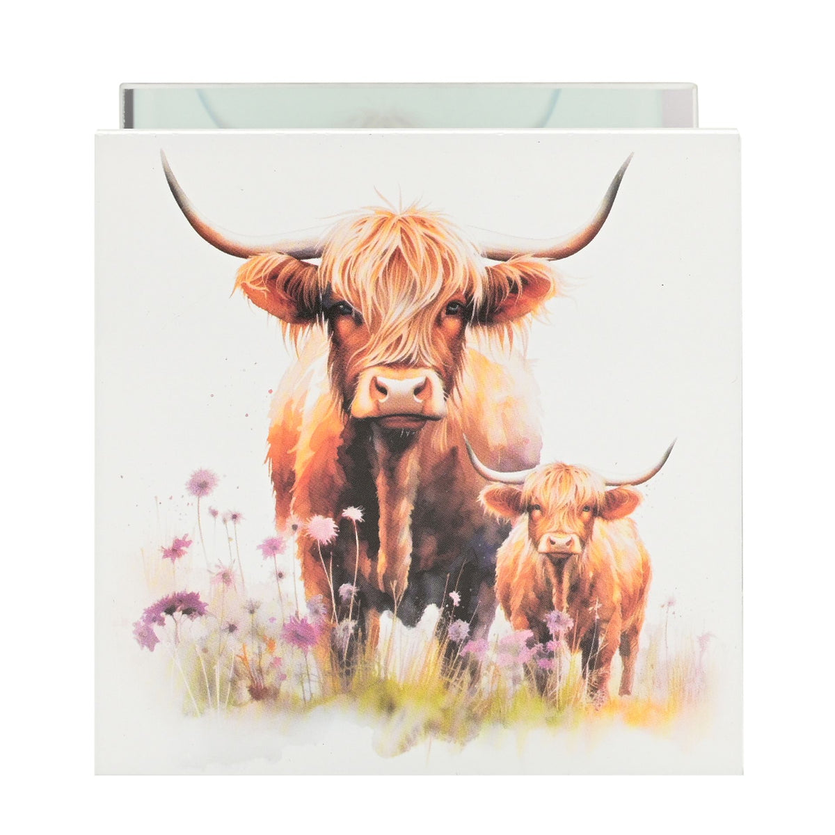 Country Living Highland Cow Glass Tealight Holder