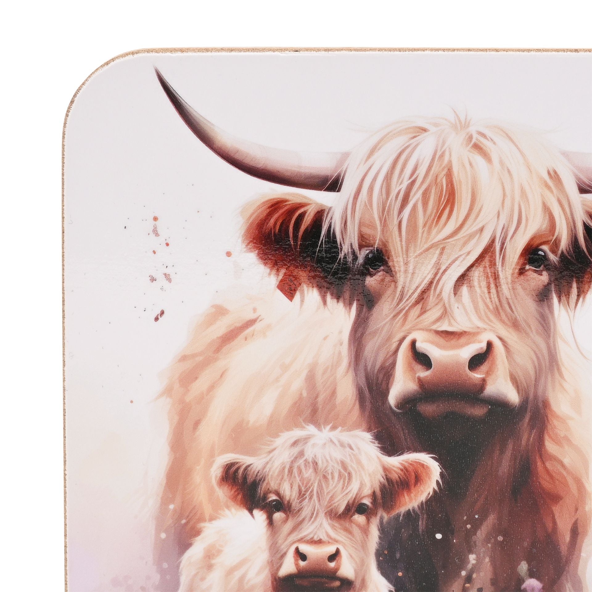 Country Living Highland Cow and Calf set of 4 Coasters