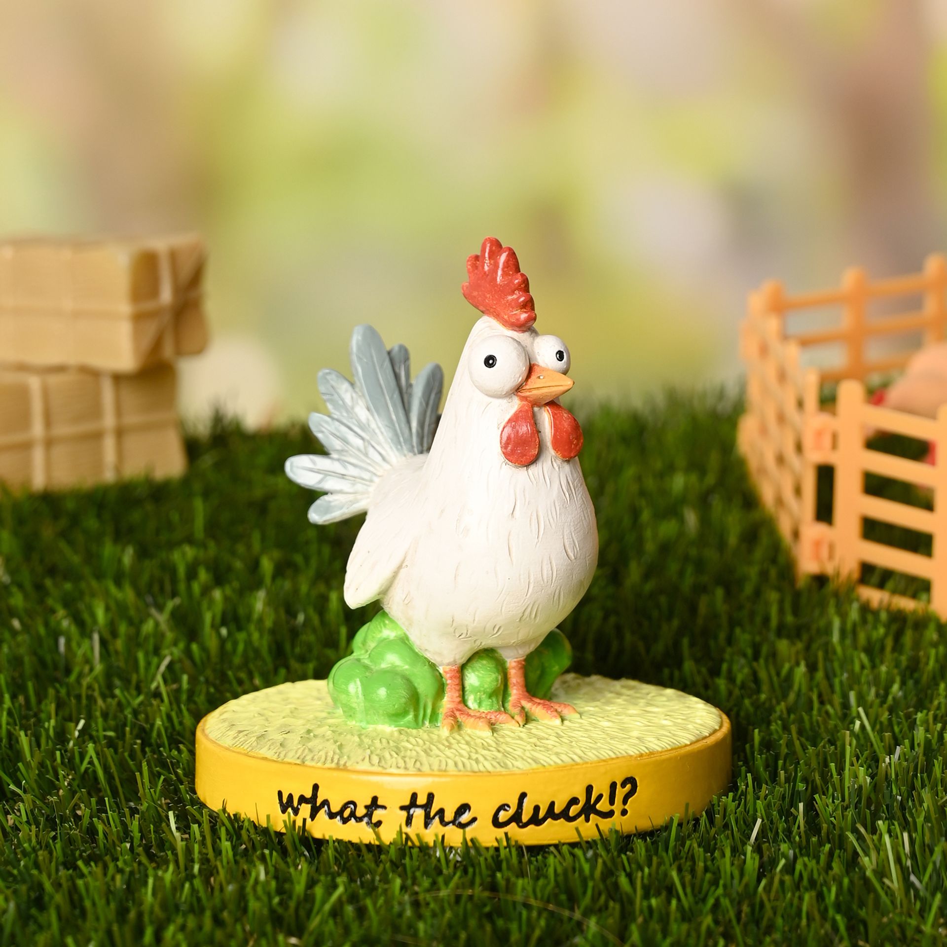 The Funny Farm Chicken Figurine "What The Cluck"
