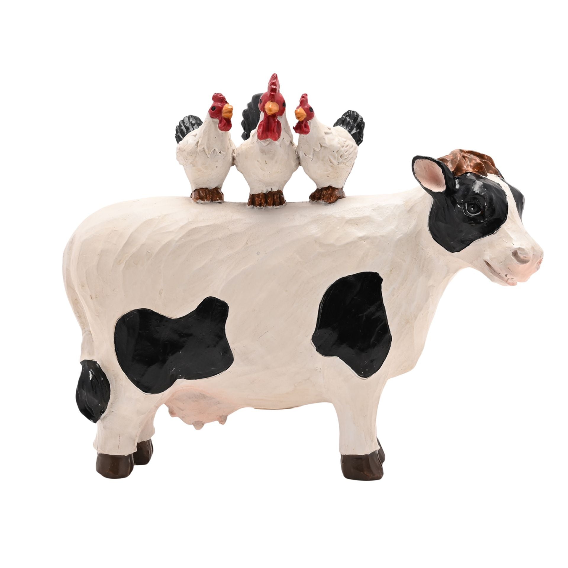 Country Living Resin Chicken & Cow Standing Ornament
