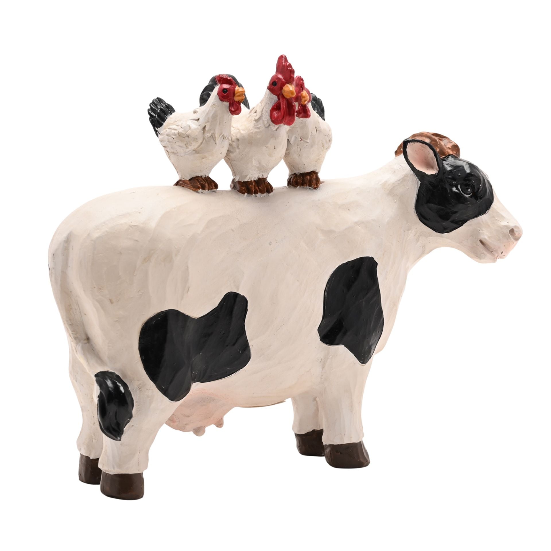 Country Living Resin Chicken & Cow Standing Ornament