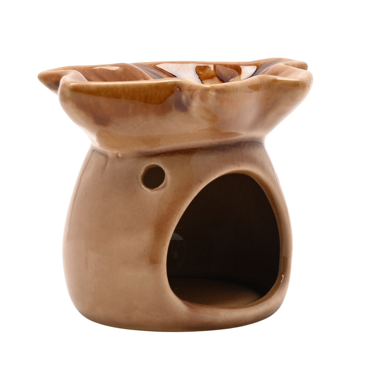 Country Living Autumn Leaf Ceramic Wax Melt Burner - Brown