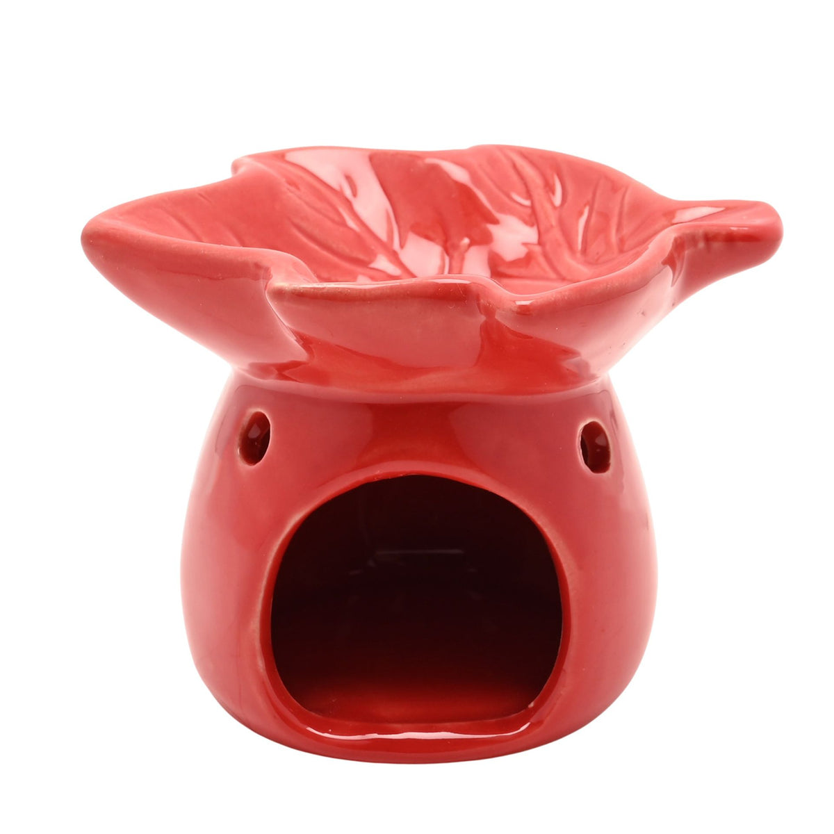 Country Living Autumn Leaf Ceramic Wax Melt Burner - Red