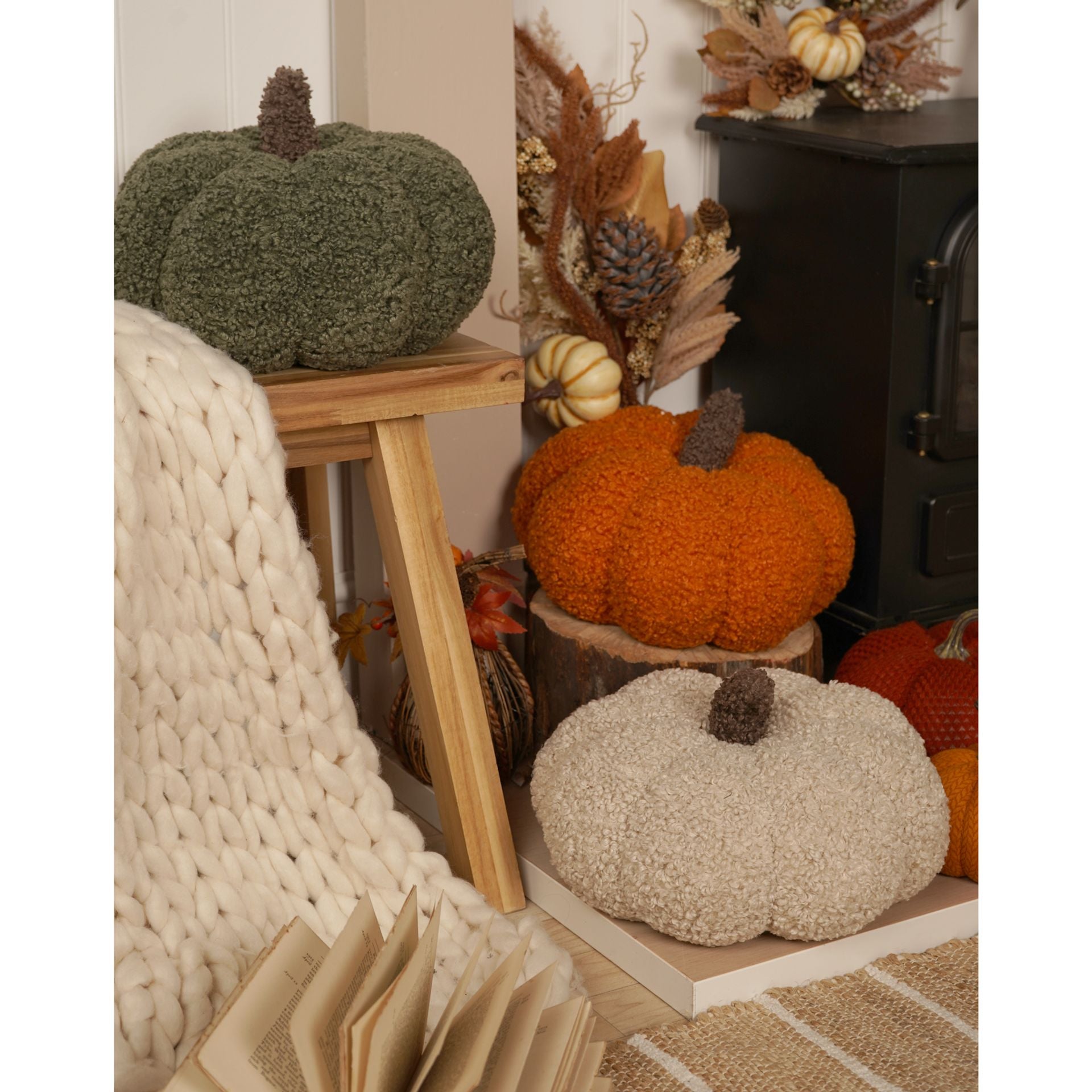 Country Living Pumpkin Cushion - Green
