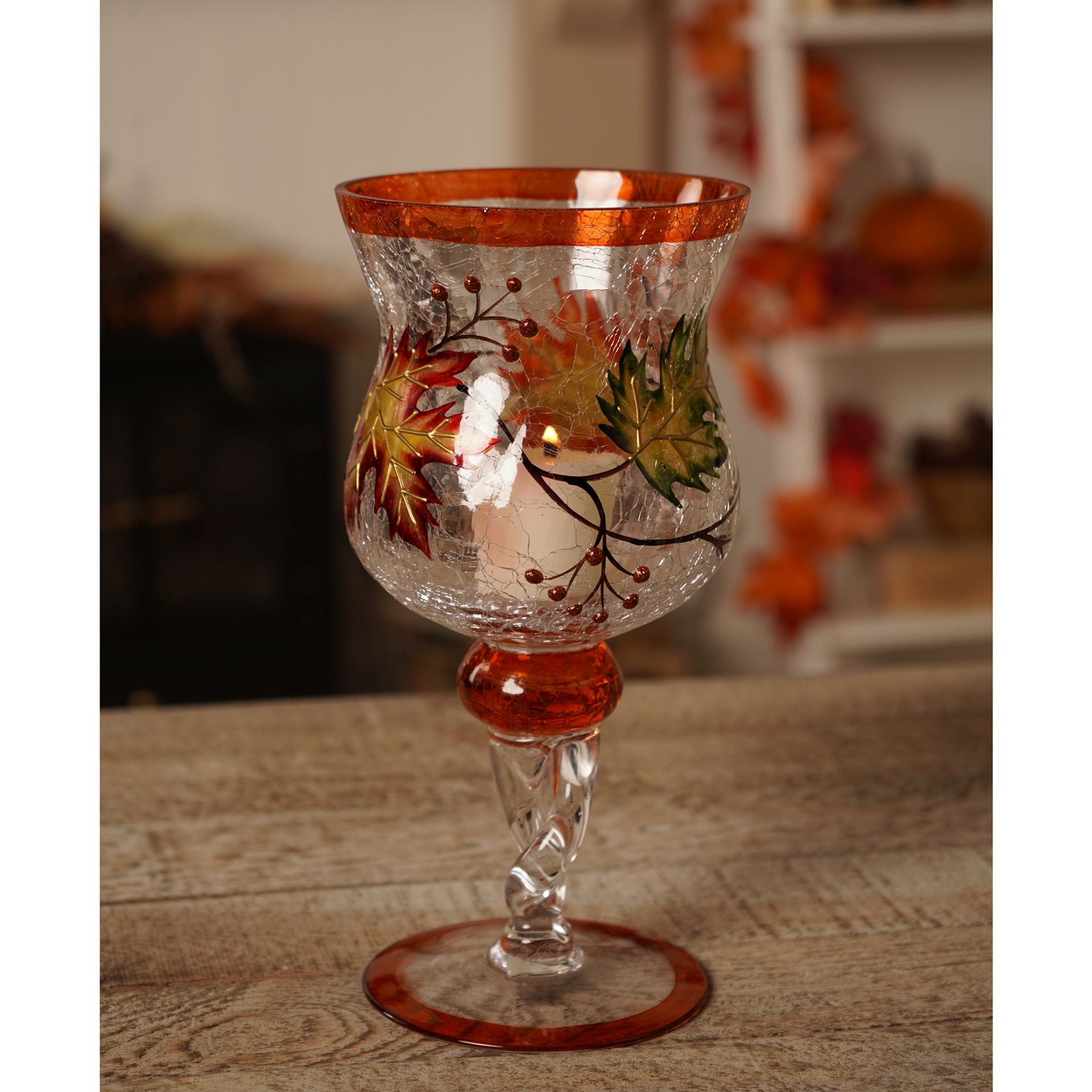 Country Living Autumn Leaf Candle Goblet