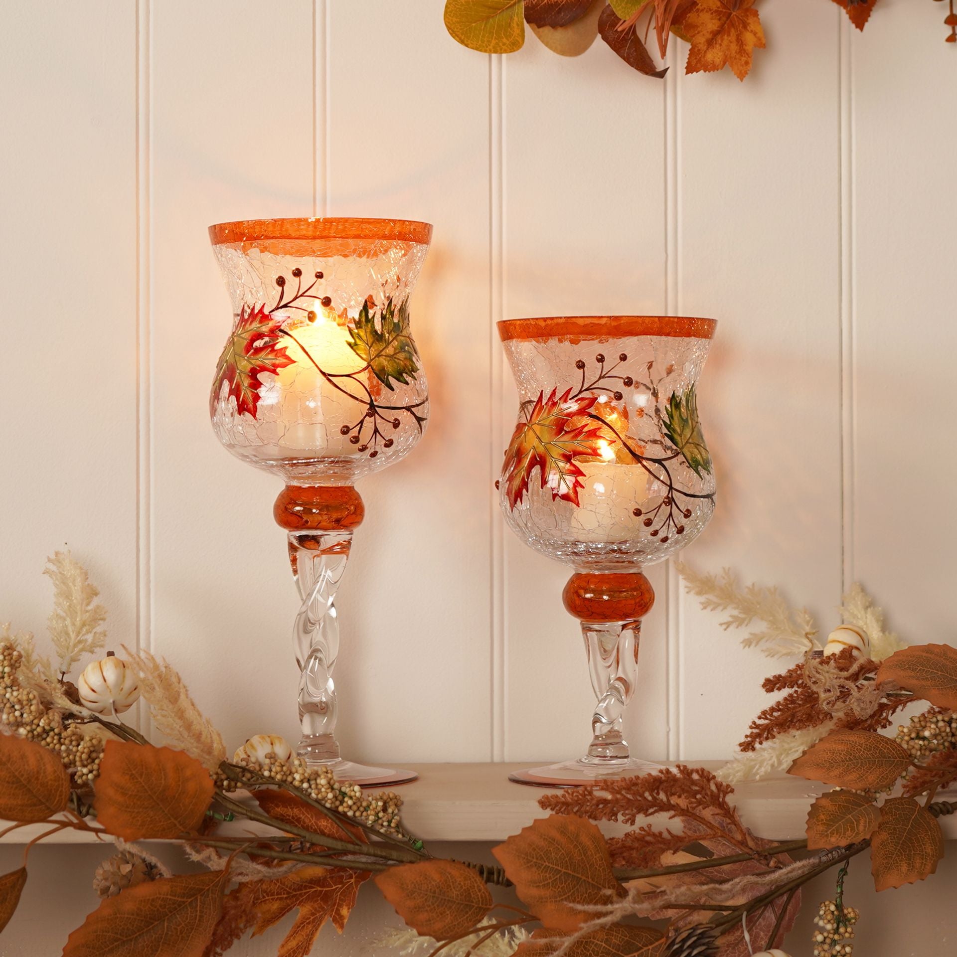 Country Living Autumn Leaf Candle Goblet