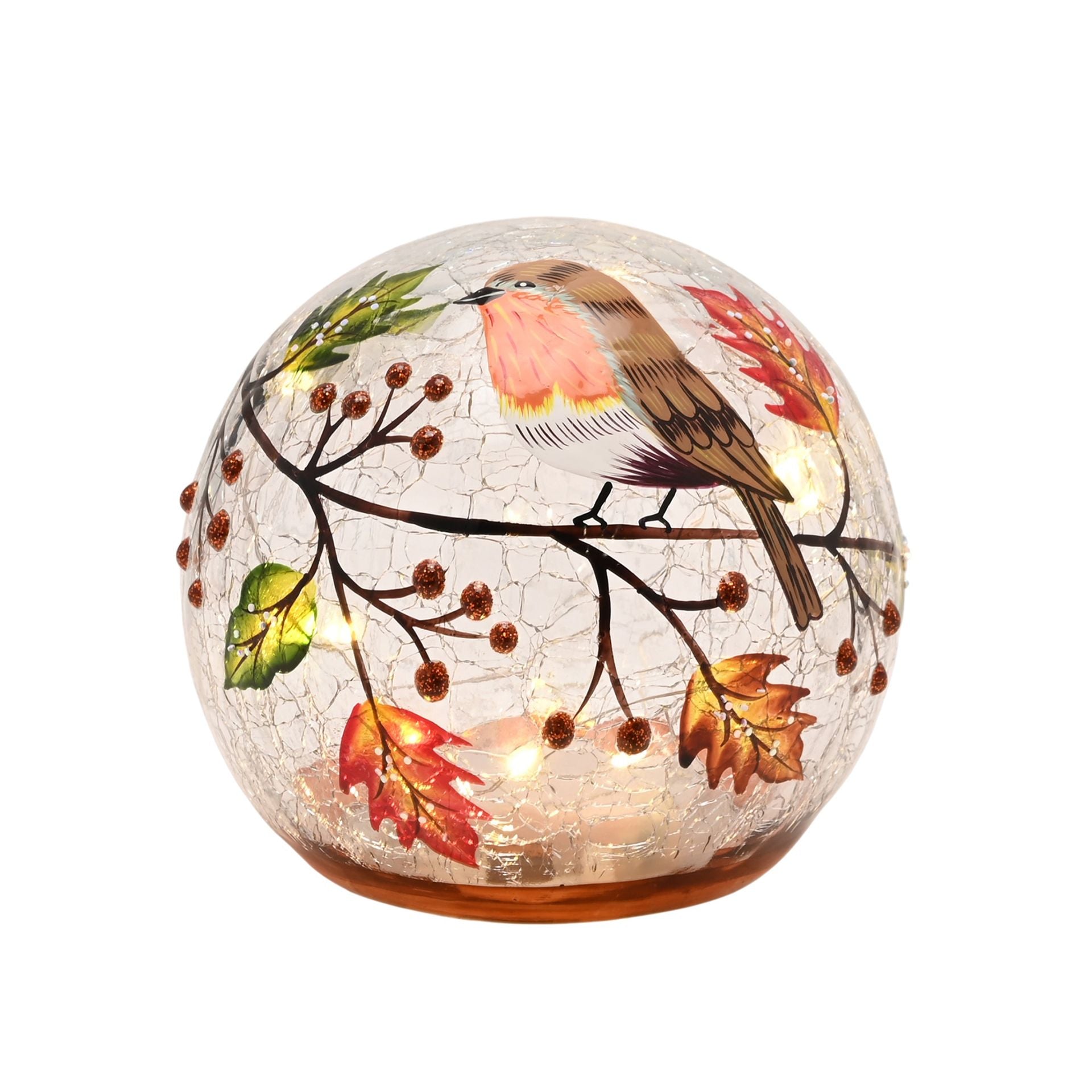 Country Living Autumn Robin LED Light Up Orb