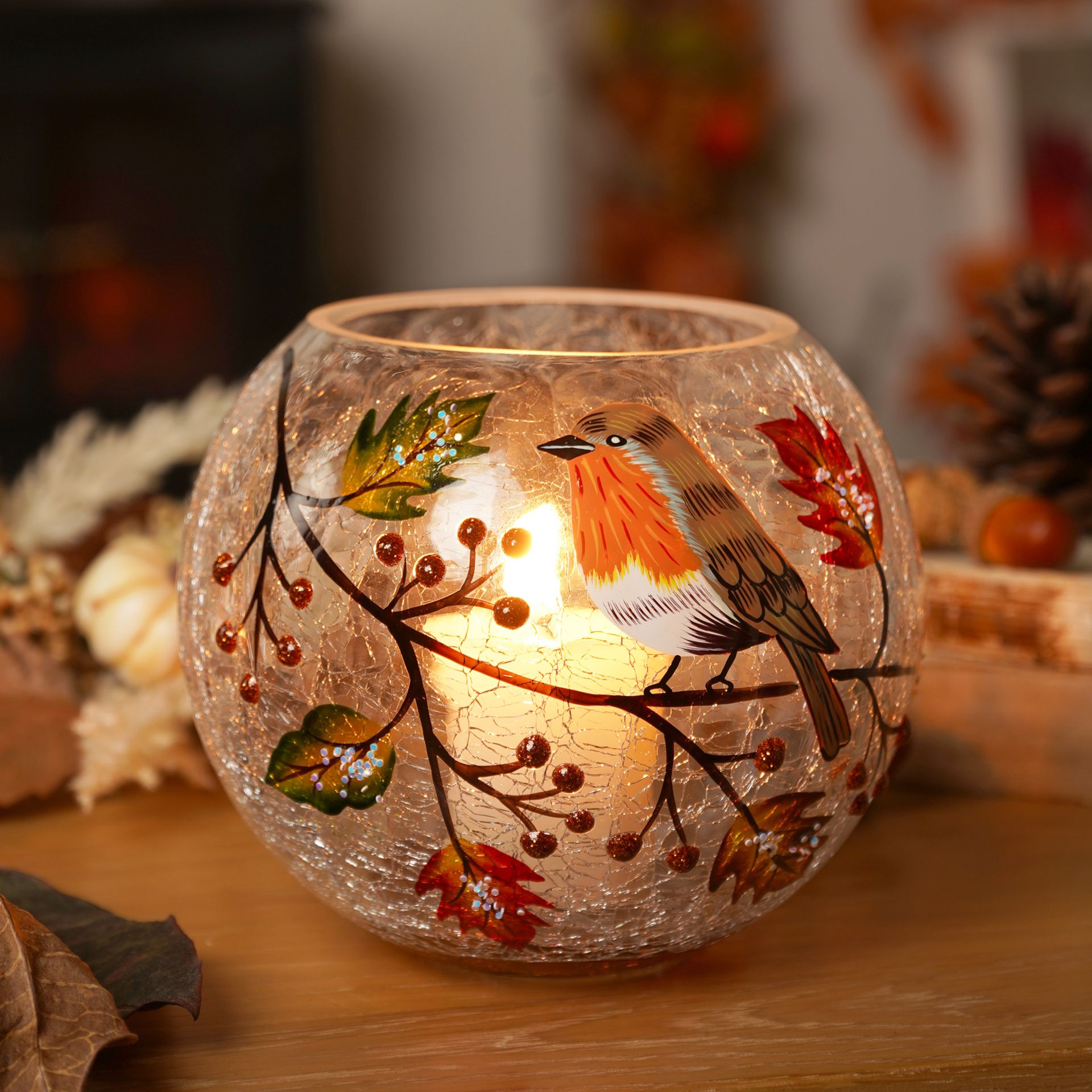 Country Living Autumn Robin Votive Holder