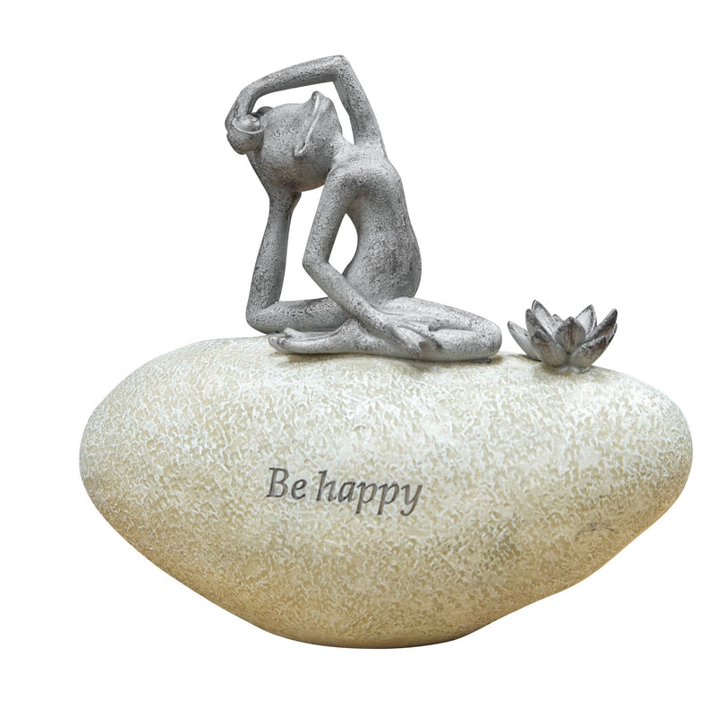 Country Living Frog on Stone ''Be Happy''