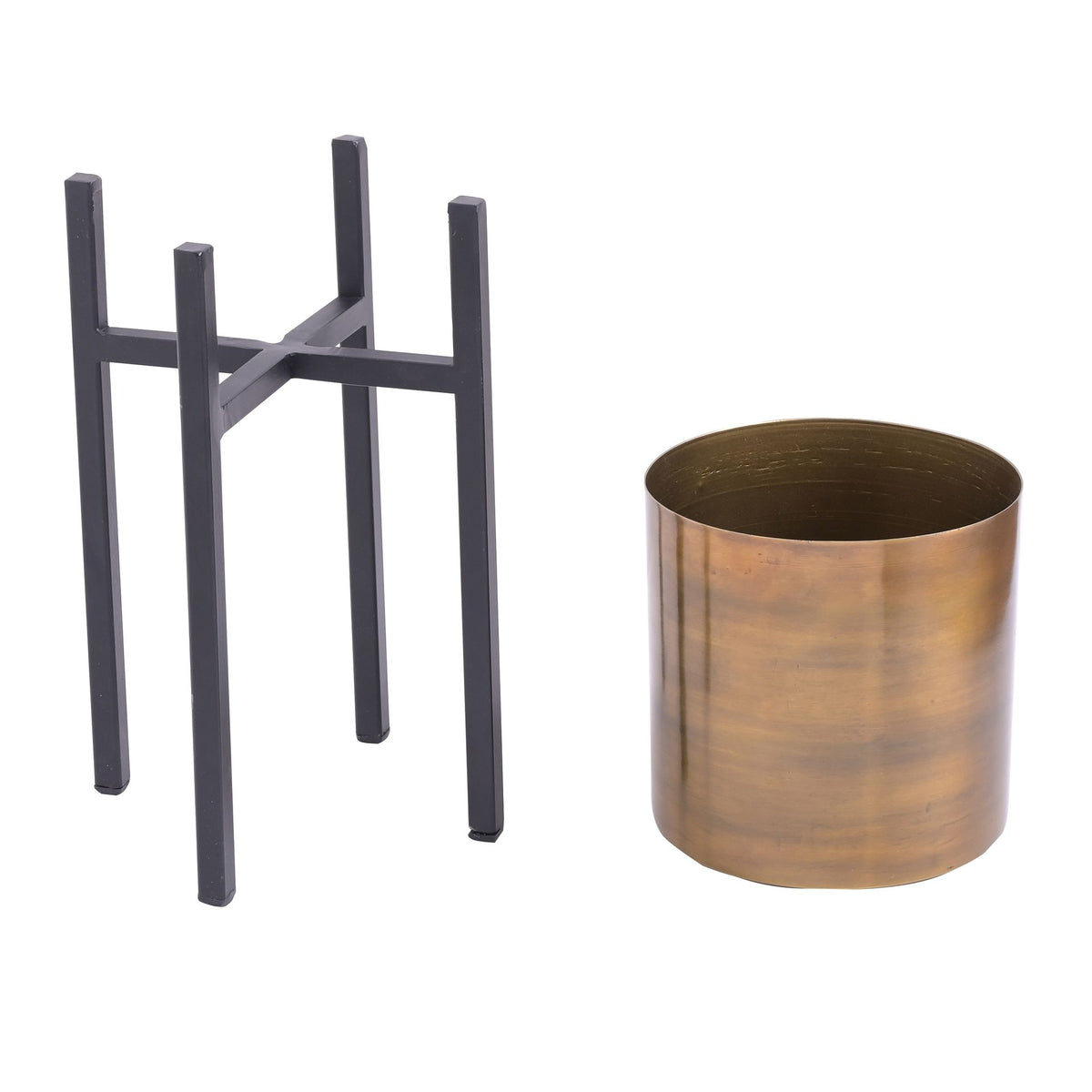 Country Living Set of 2 Iron Planters on Stands Gold & Bronze