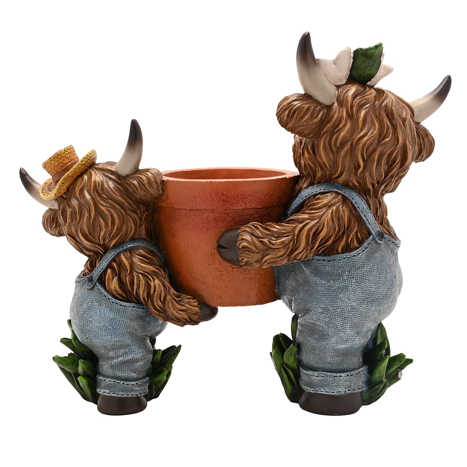 Country Living Big & Little Highland Cows With Plant Pot