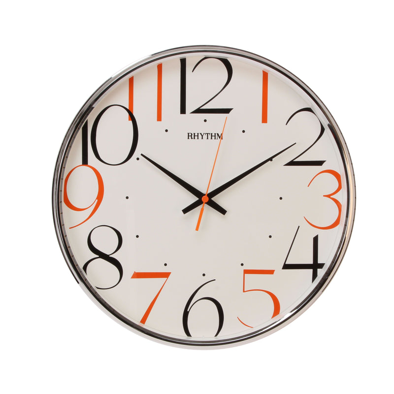 Rhythm Round Wall Clock with Coloured Numerals