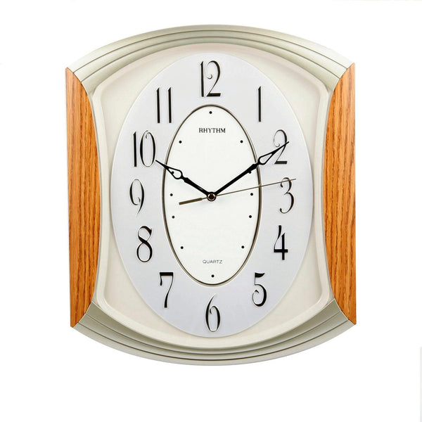 Rhythm Sweep Lounge Wall Clock/3D Dial/Arched Top/Light Wood