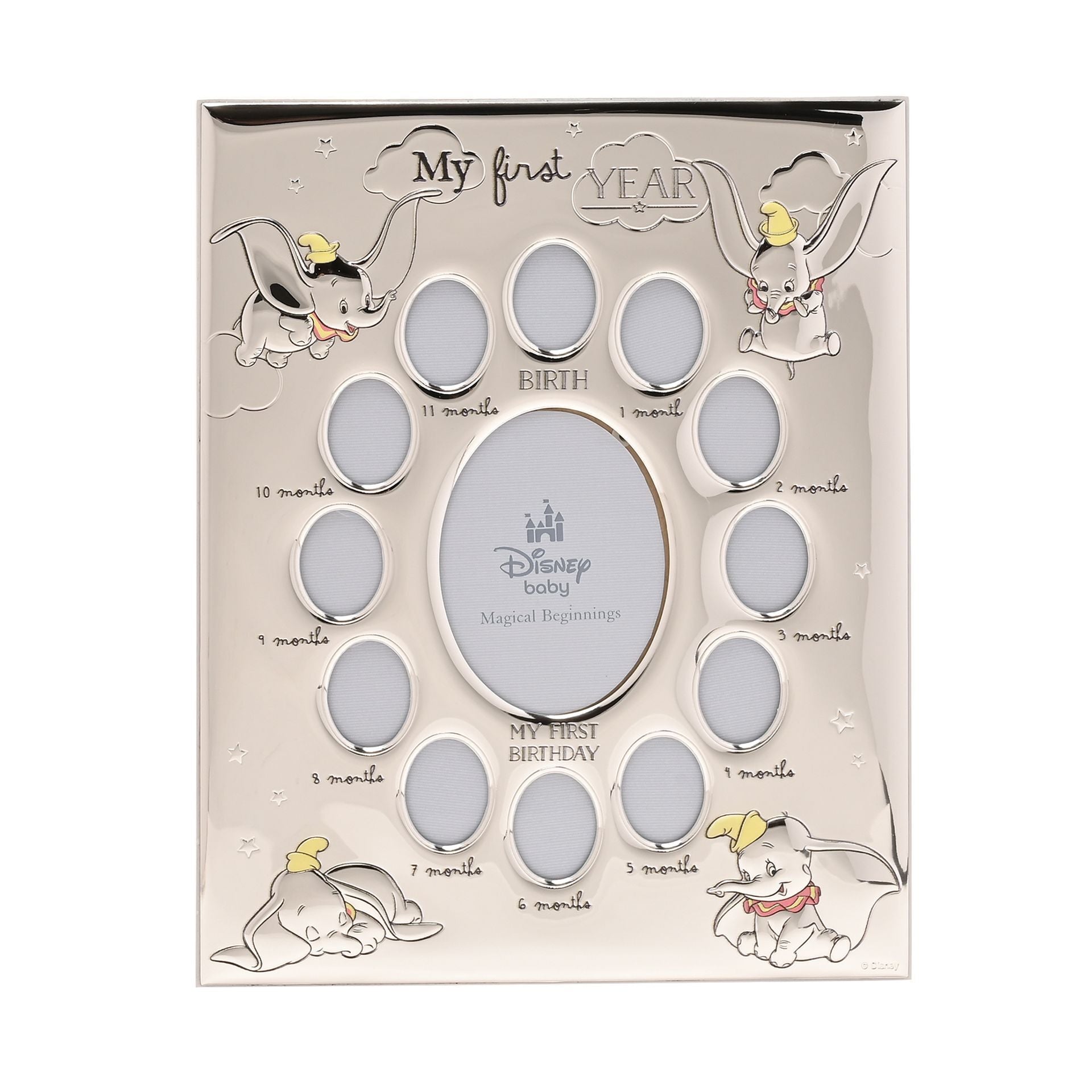 Disney Silver Dumbo My First Year Multi Aperture Frame - Made In Italy
