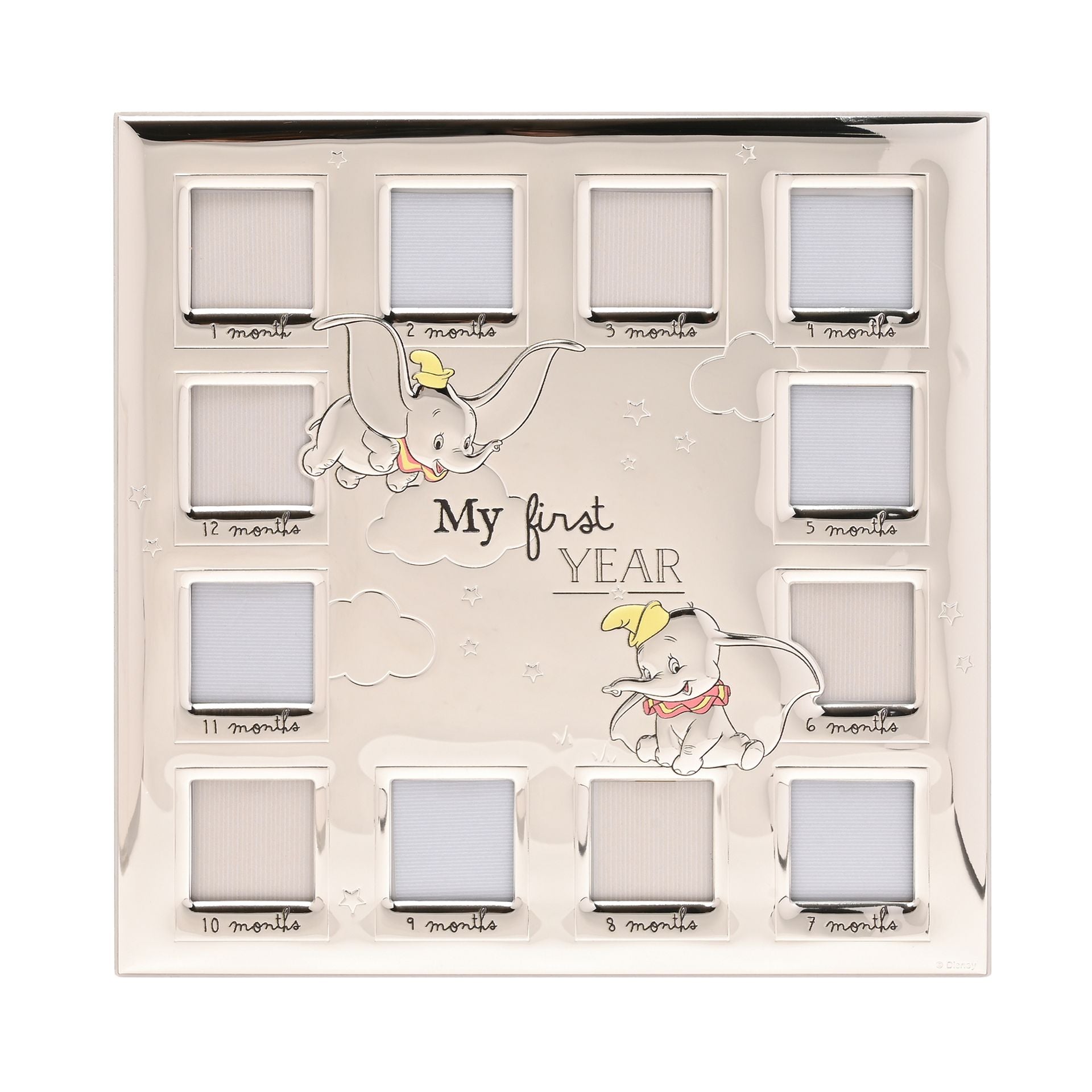 Disney Silver Dumbo My First Year Multi Aperture Frame - Made In Italy