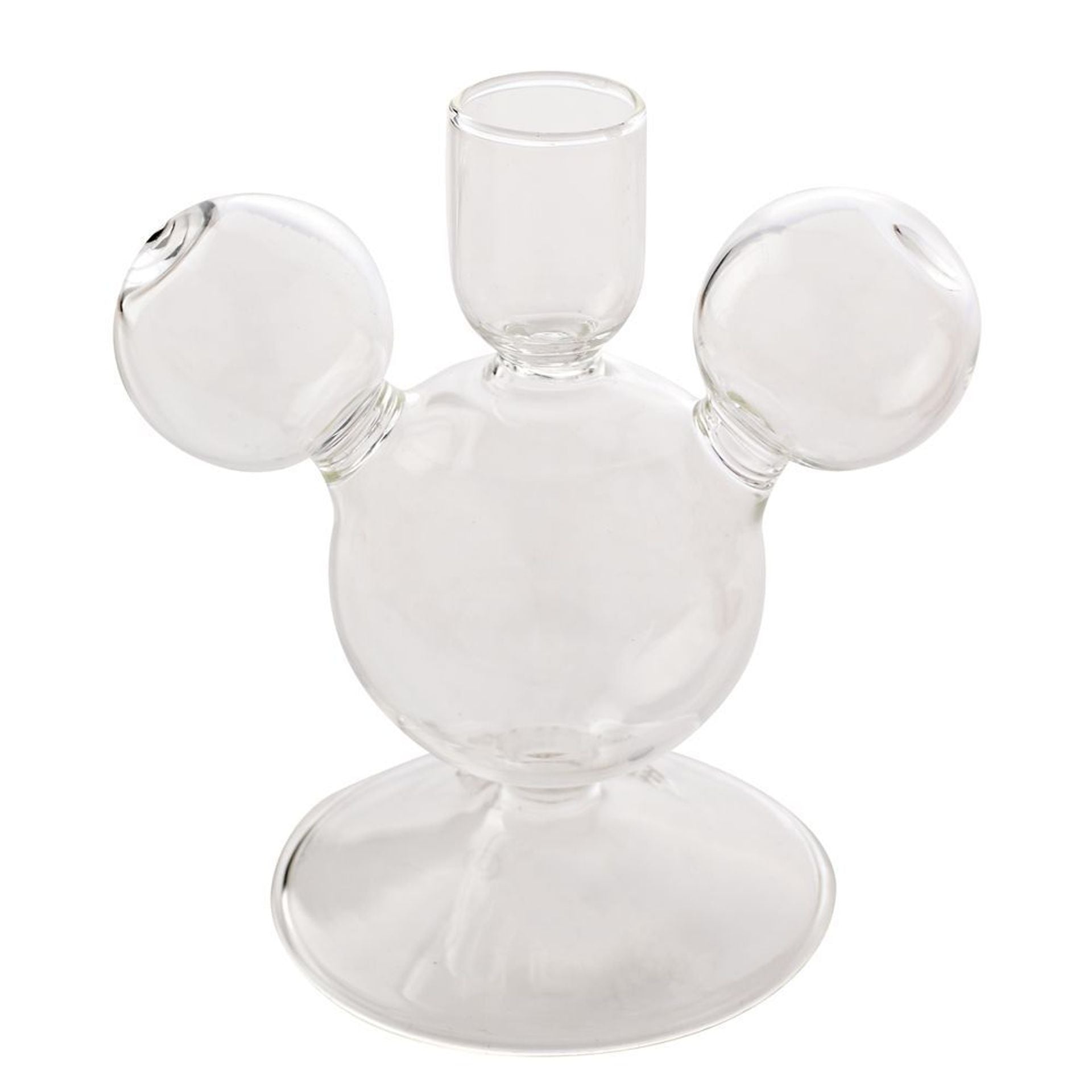 Disney Set Of 2 Mickey Shaped Glass Taper Candle Holders