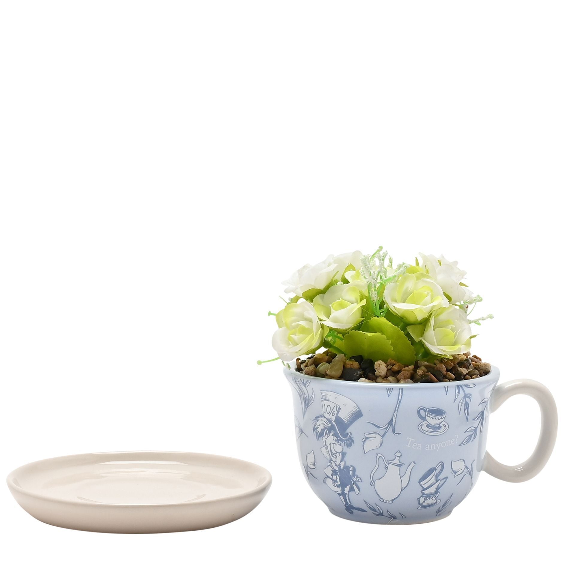 Disney Alice in Wonderland Teacup Planter with Faux Plant