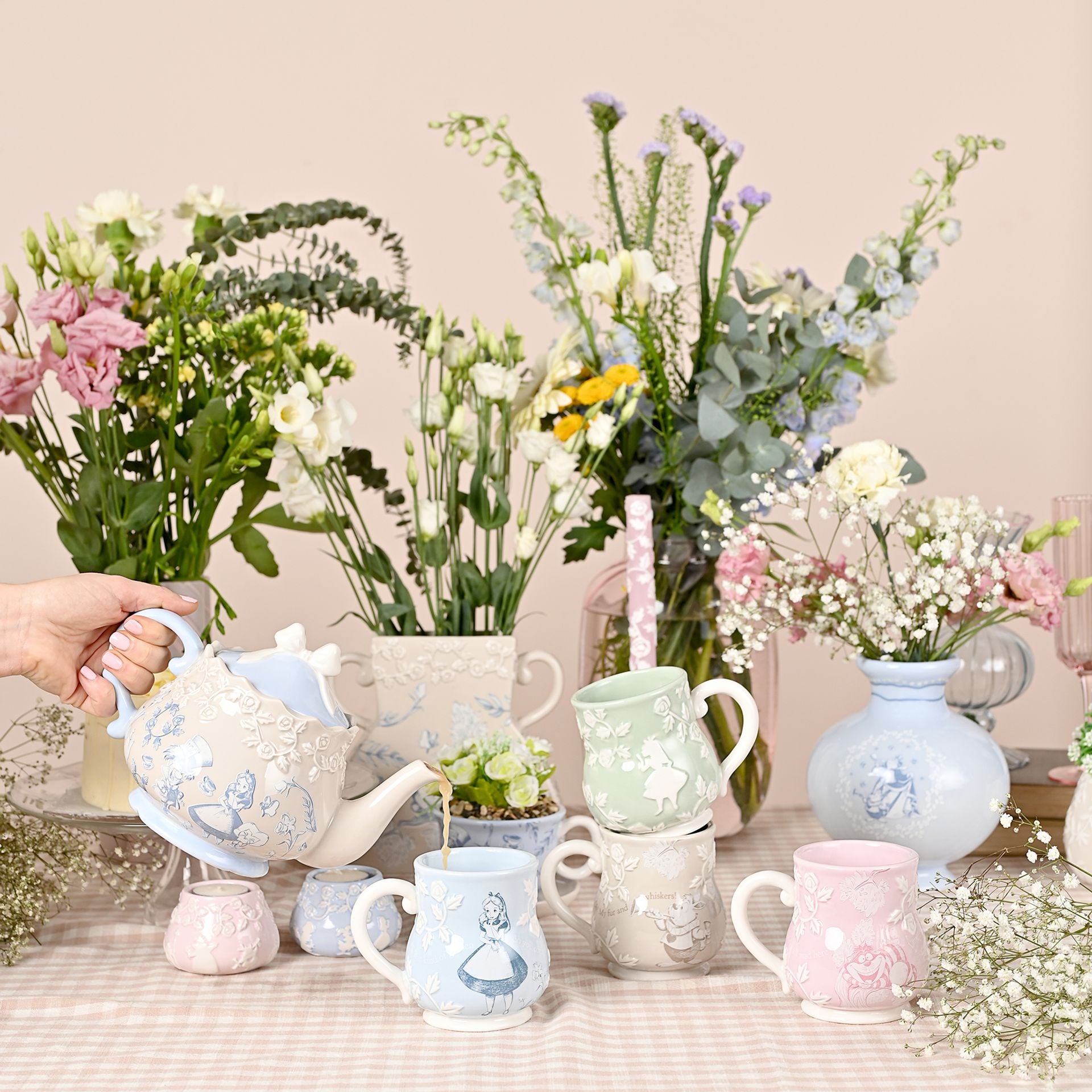 Disney Alice in Wonderland Teacup Planter with Faux Plant