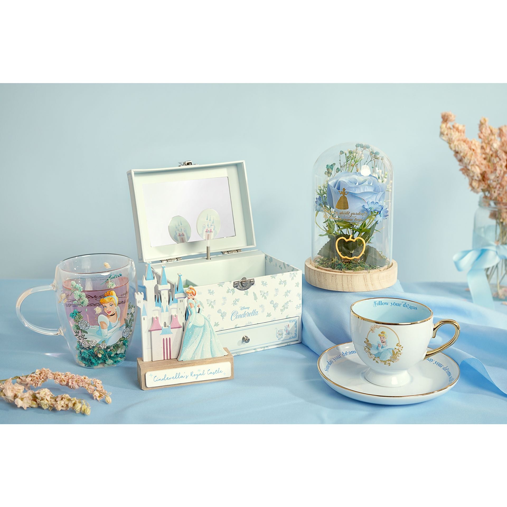 Disney Pastel Princess Floral Decorative Glass Mug - Cinderella