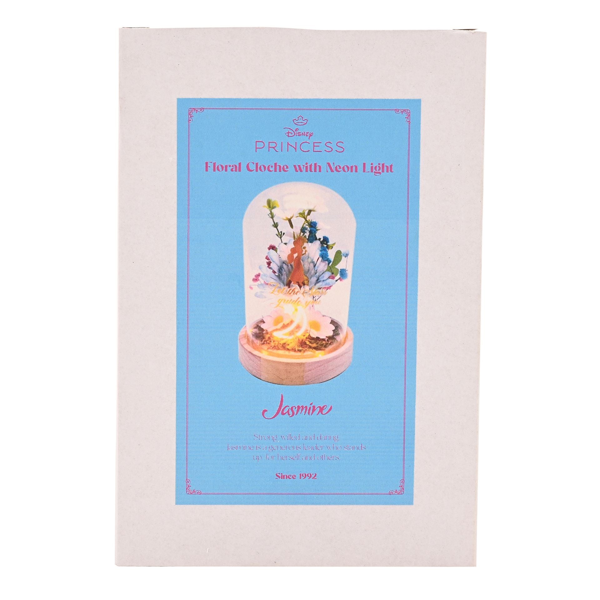 Disney Pastel Princess Florals In A Cloche With Neon Light - Jasmine