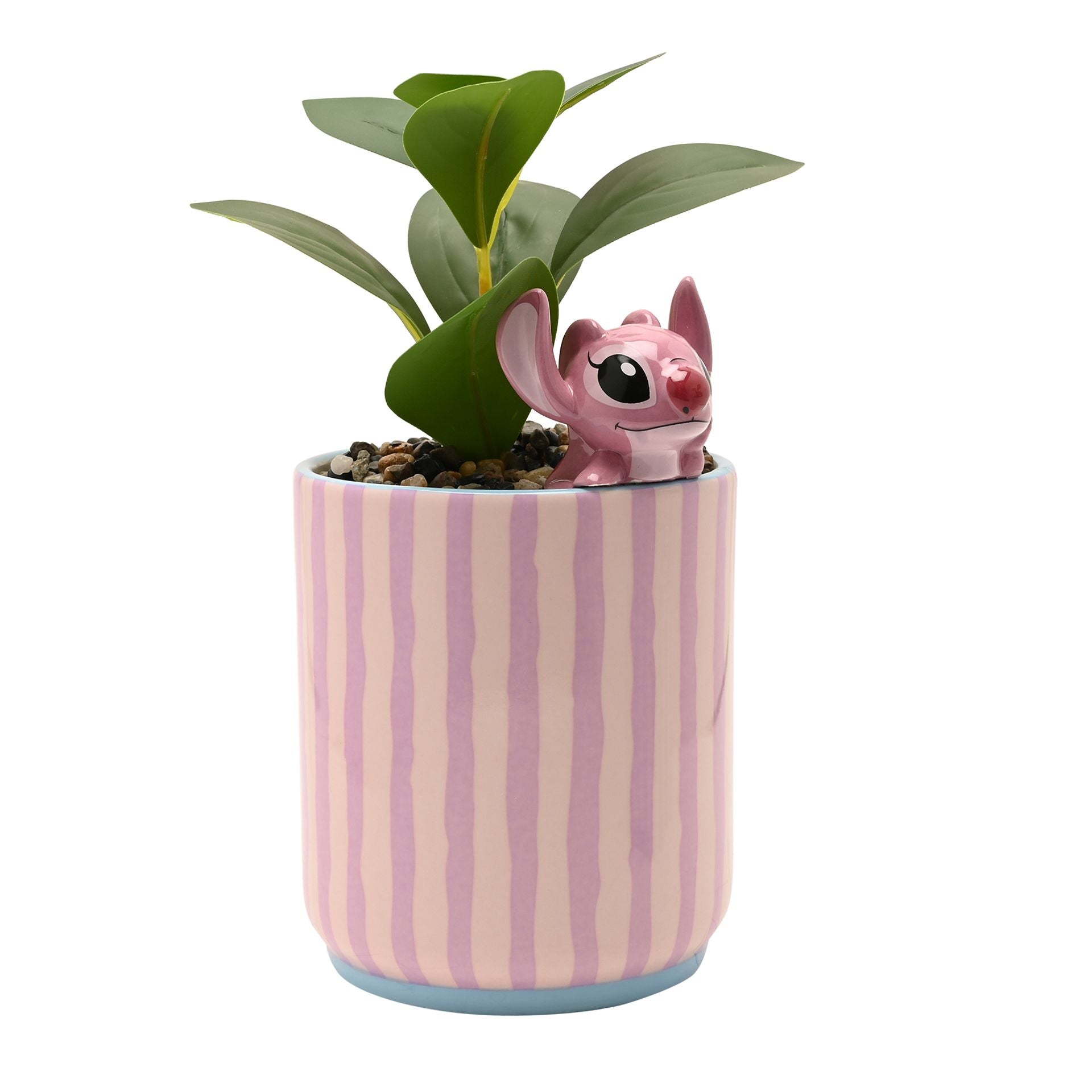Disney Stitch Planter with 3D Angel & Faux Plant