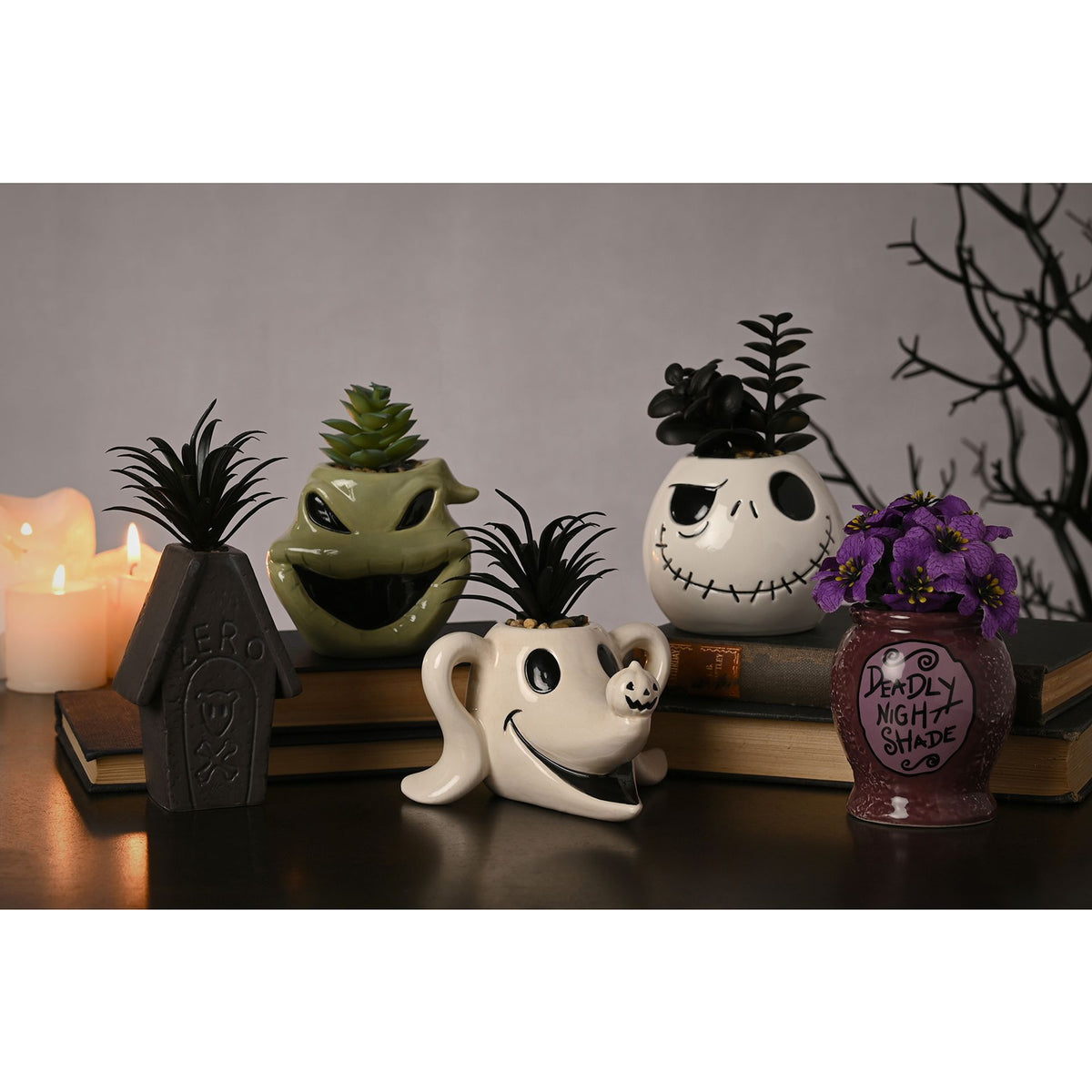 Disney Nightmare Before Christmas Planter with Faux Plant - Zero Coffin
