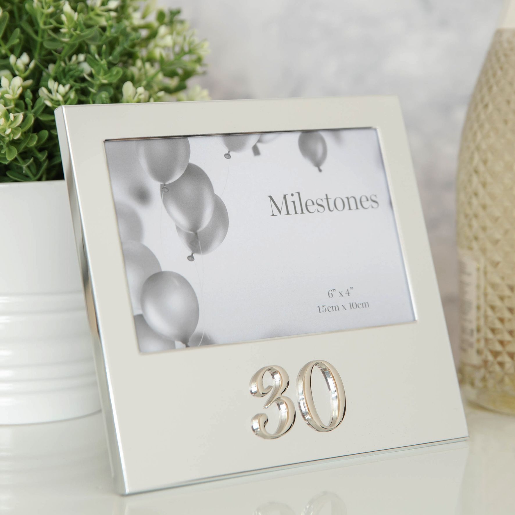 Milestones Aluminium Photo Frame with 3D Number 6" x 4" - 30