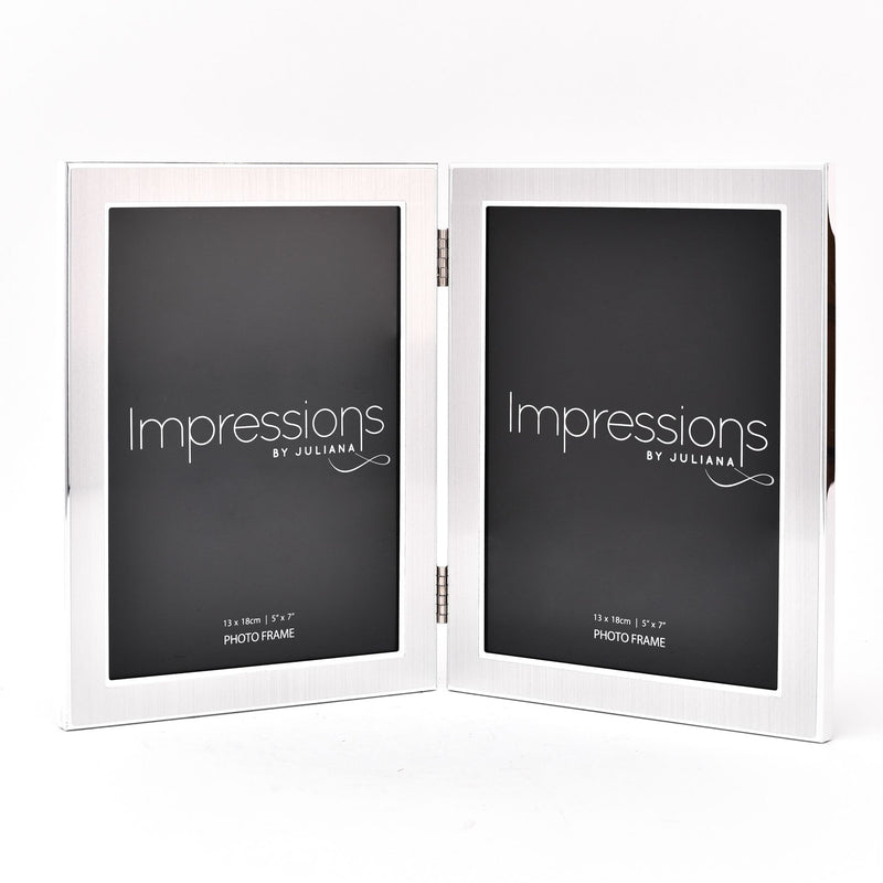 Impressions Photo Frame Matt/Shiny Silver Double 5" x 7"