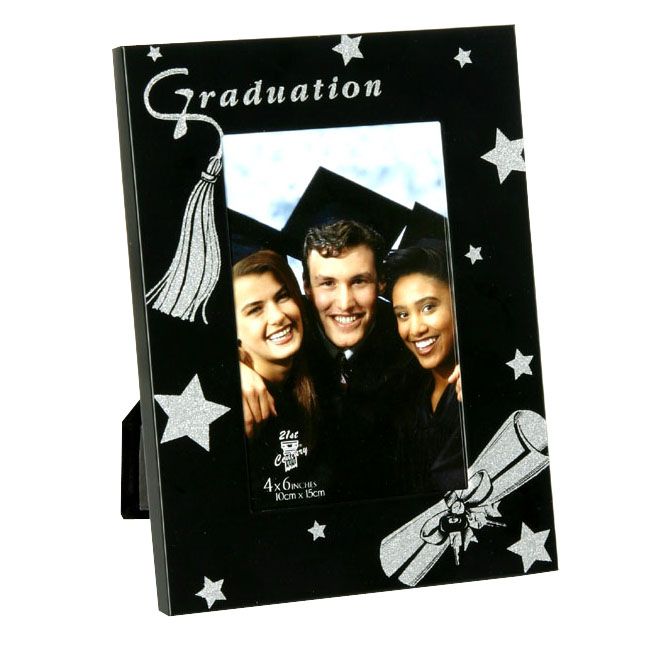 Photo Frame Aluminium Black with Glitter "Graduation"