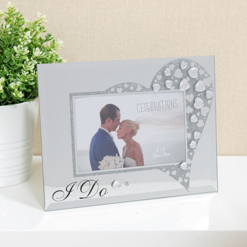 Glass Photo Frame with Crystals I Do 6" x 4"
