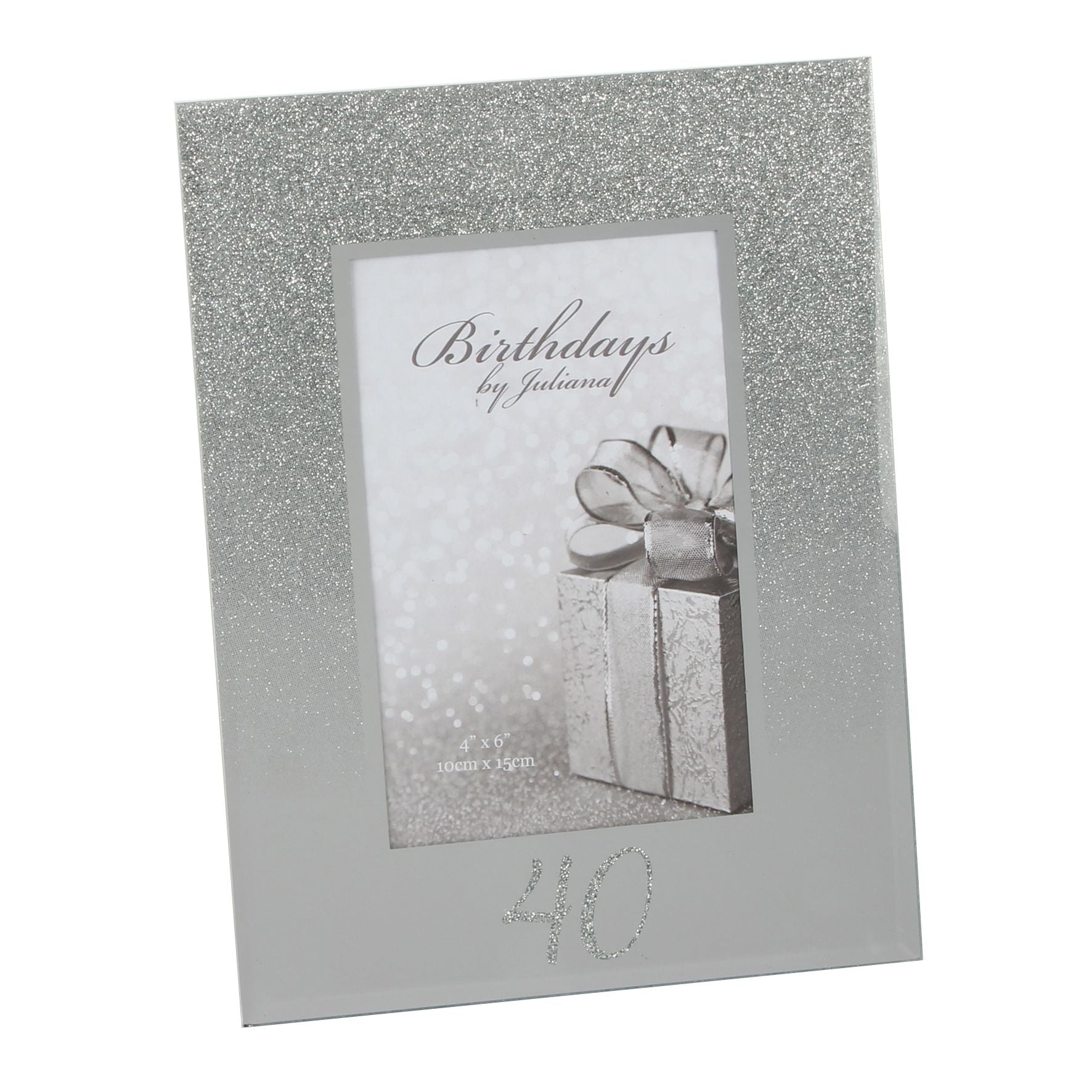 Milestones Glitter Mirror Frame 4" x 6" - 40th