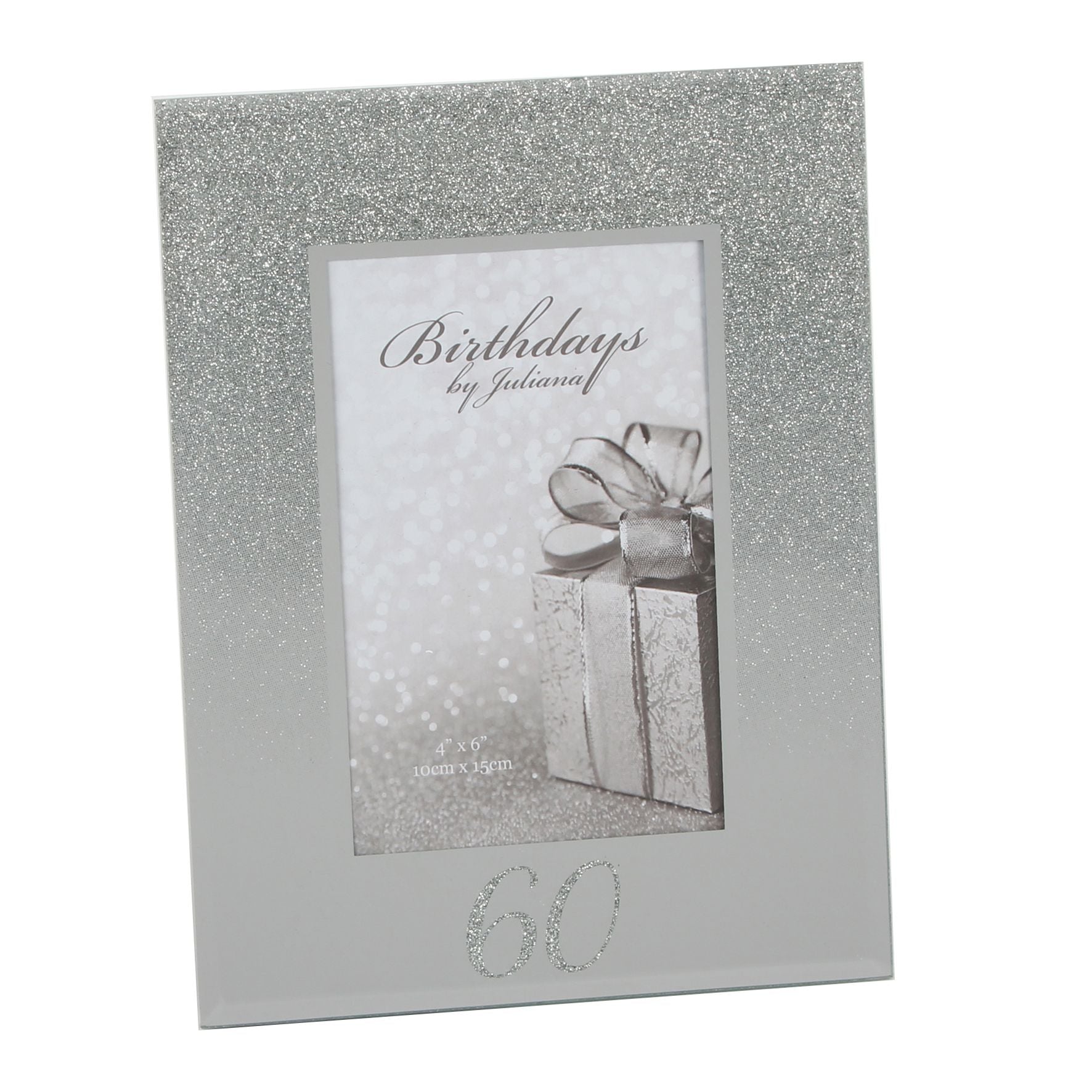 Milestones Glitter Mirror Frame 4" x 6" - 60th