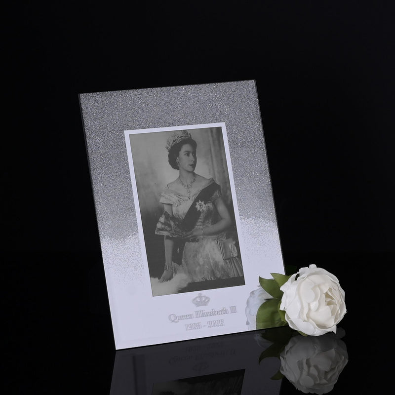 Queen Elizabeth II Glitter Mirror Memorial Frame 4" x 6"