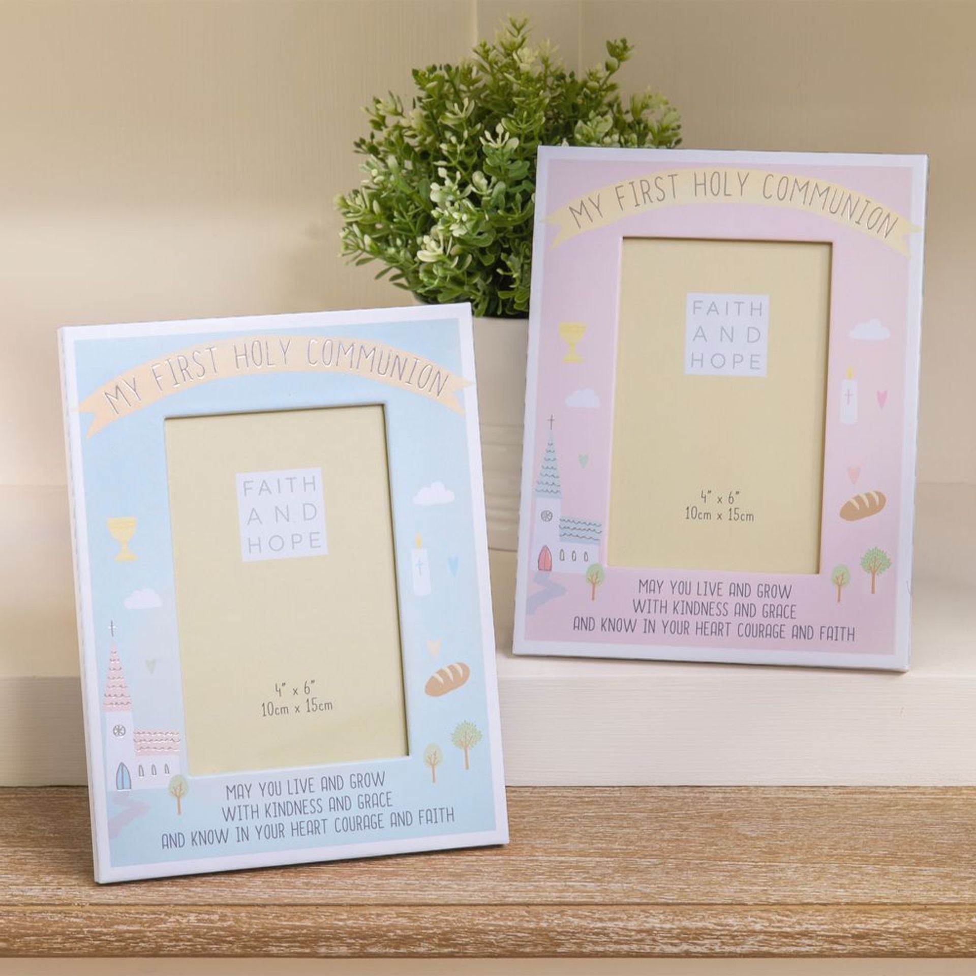 Faith & Hope First Communion Photo Frame 4" x 6" Pink