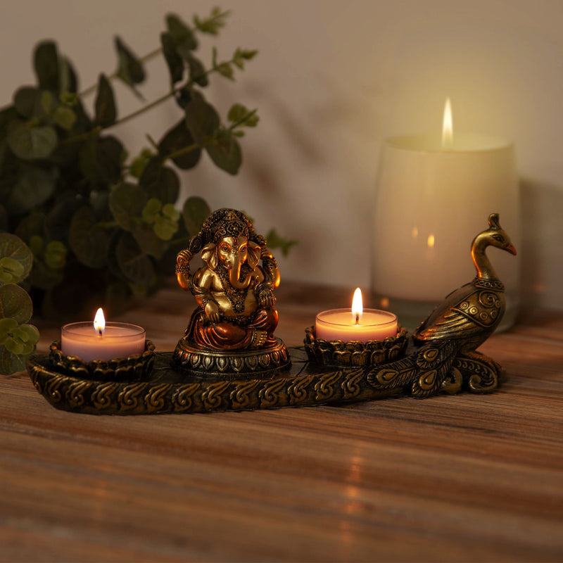 Faith & Hope Bronze Effect Resin Tea Light Holder - Ganesh