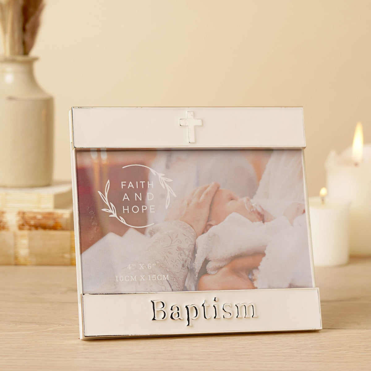 Faith & Hope Enamel & Silver Frame - Baptism