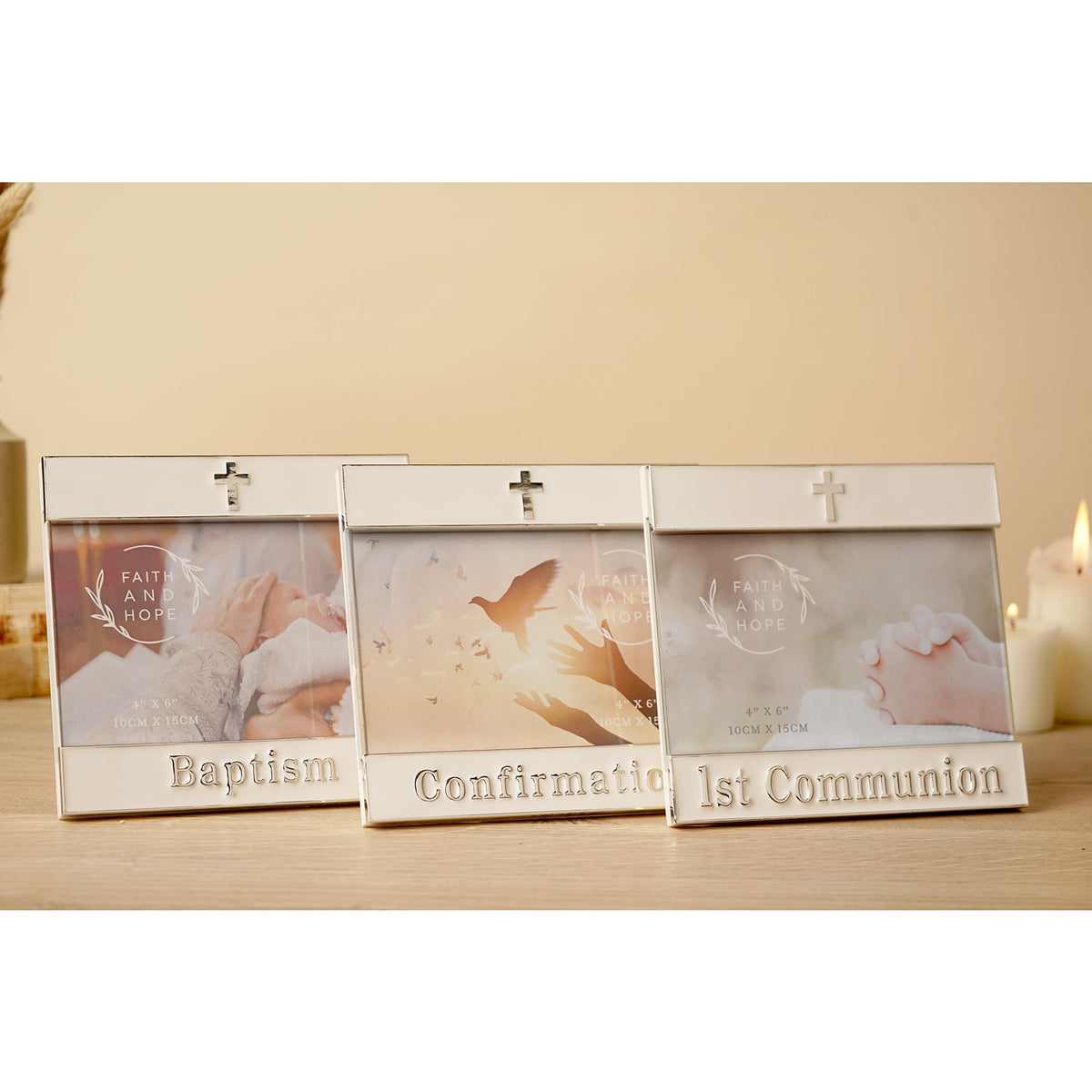 Faith & Hope Enamel & Silver Frame - Baptism