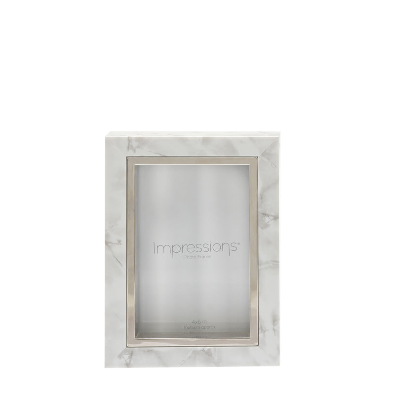 Impressions White Marble Look Frame 4" x 6"